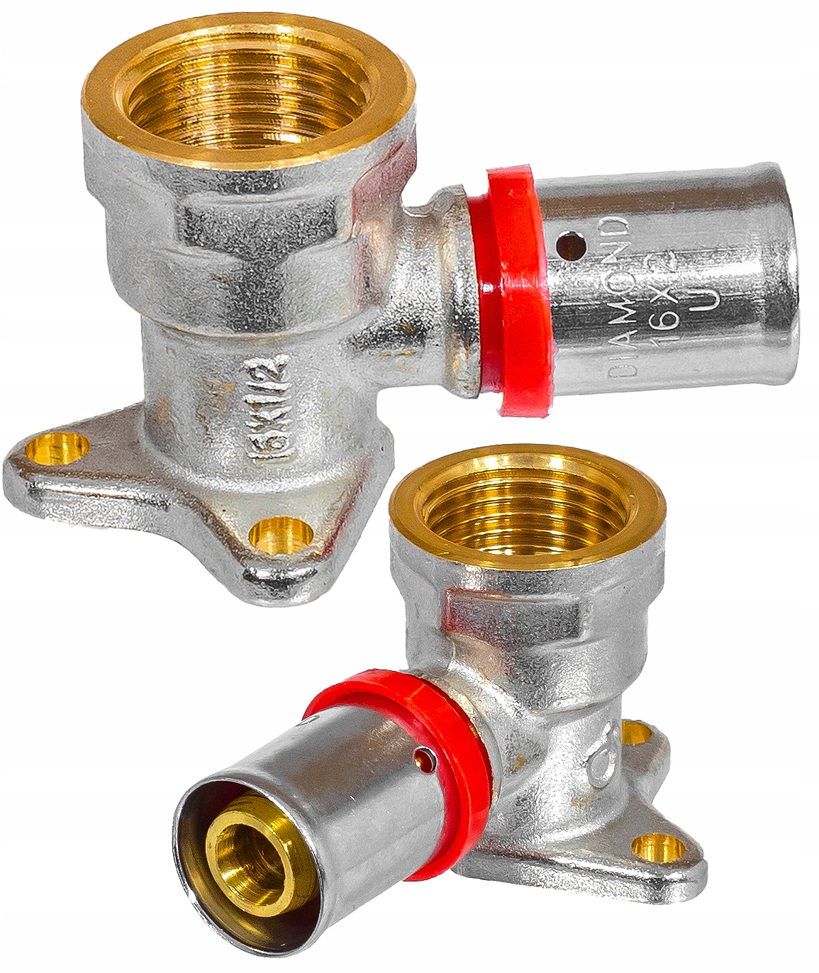 KOLANO NAŚCIENNE ZAPRASOWYWANE PEX ALUPEX 16x1/2 GW MOCNY MOSIĄDZ DIAMOND