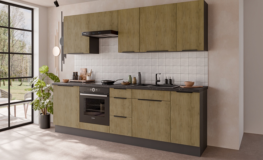 Sada nábytku Orest 58 skříněk dle výběru S Tlumením Dovírání antracit dub cremona