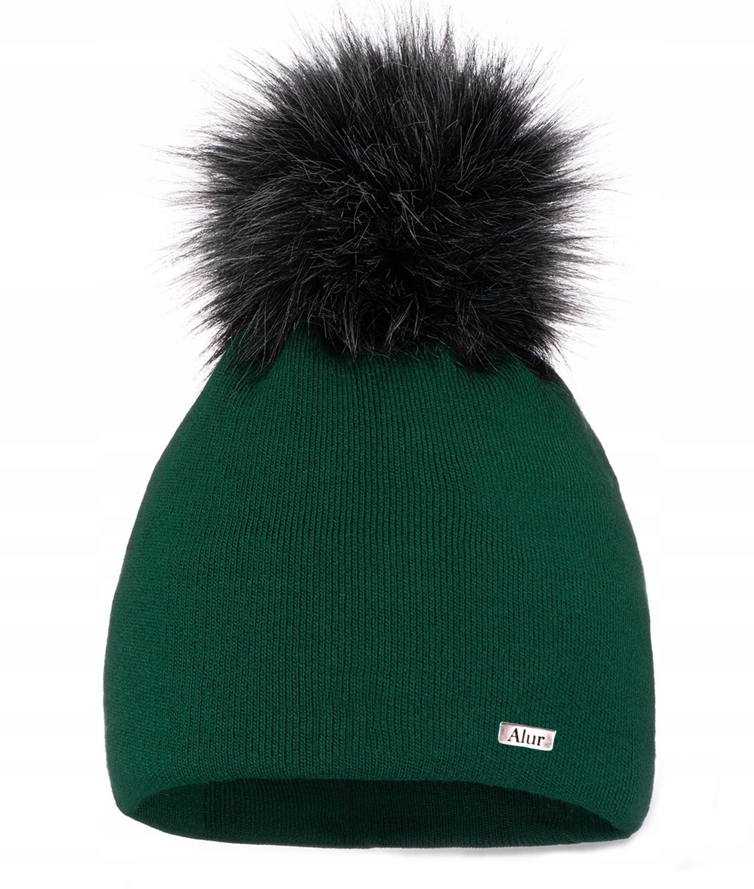 

Butelkowa zieleń Damska czapka z pomponem A13