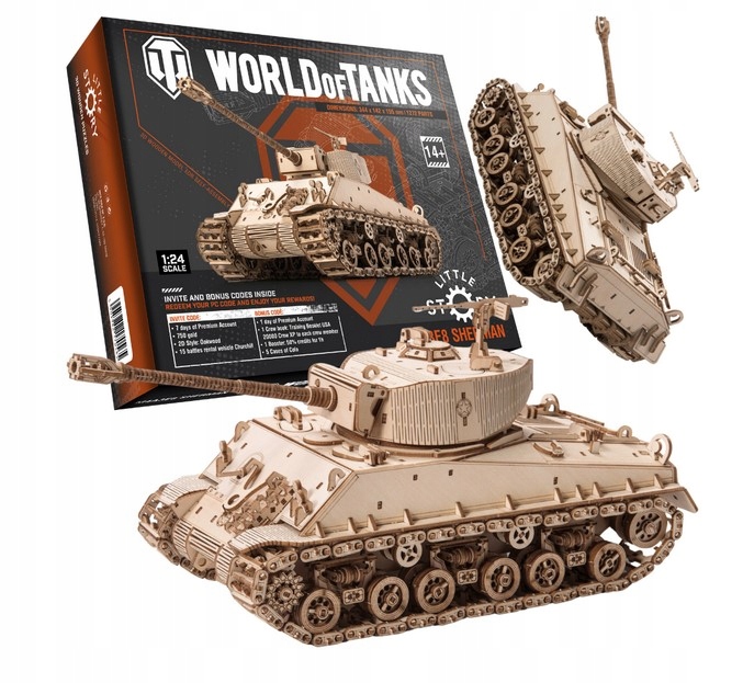 Drewniane Modele czołg puzzle 3D - Sherman WorldOfTanks