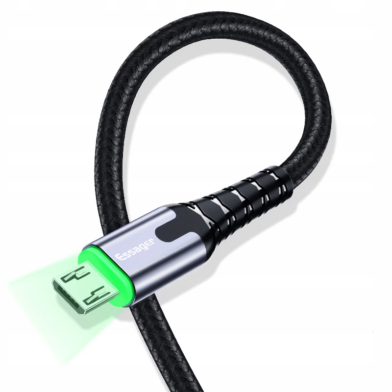 Kabel USB ESSAGER 2.4A MICRO USB QC 3.0 1M LED Kod producenta MICRO-LED-1M-ST