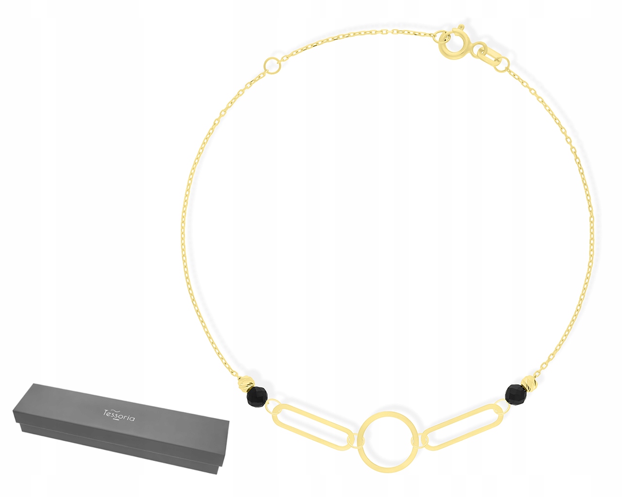 Zlatý náramek 585 Módní vzor Černé Zirkony Dámské jako Dárek