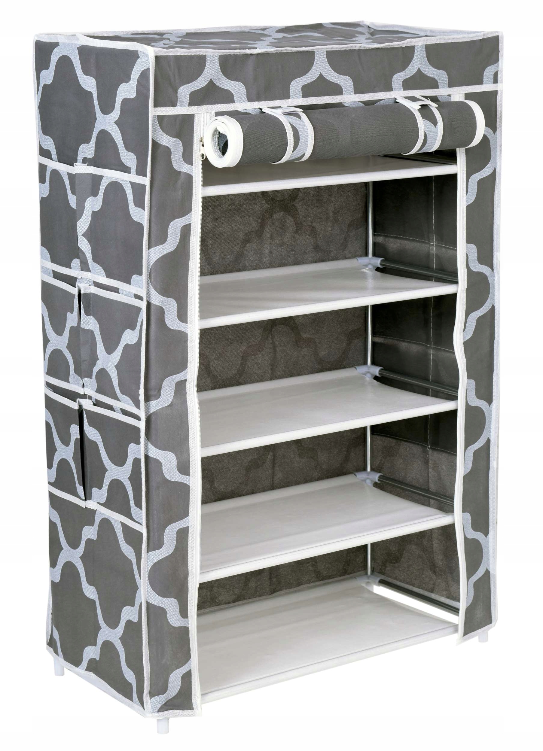 SZAFKA TEKSTYLNA NA BUTY OBUWIE PÓŁKA REGAŁ STOJAK ORGANIZER GARDEROBA Kolor mebla odcienie szarości