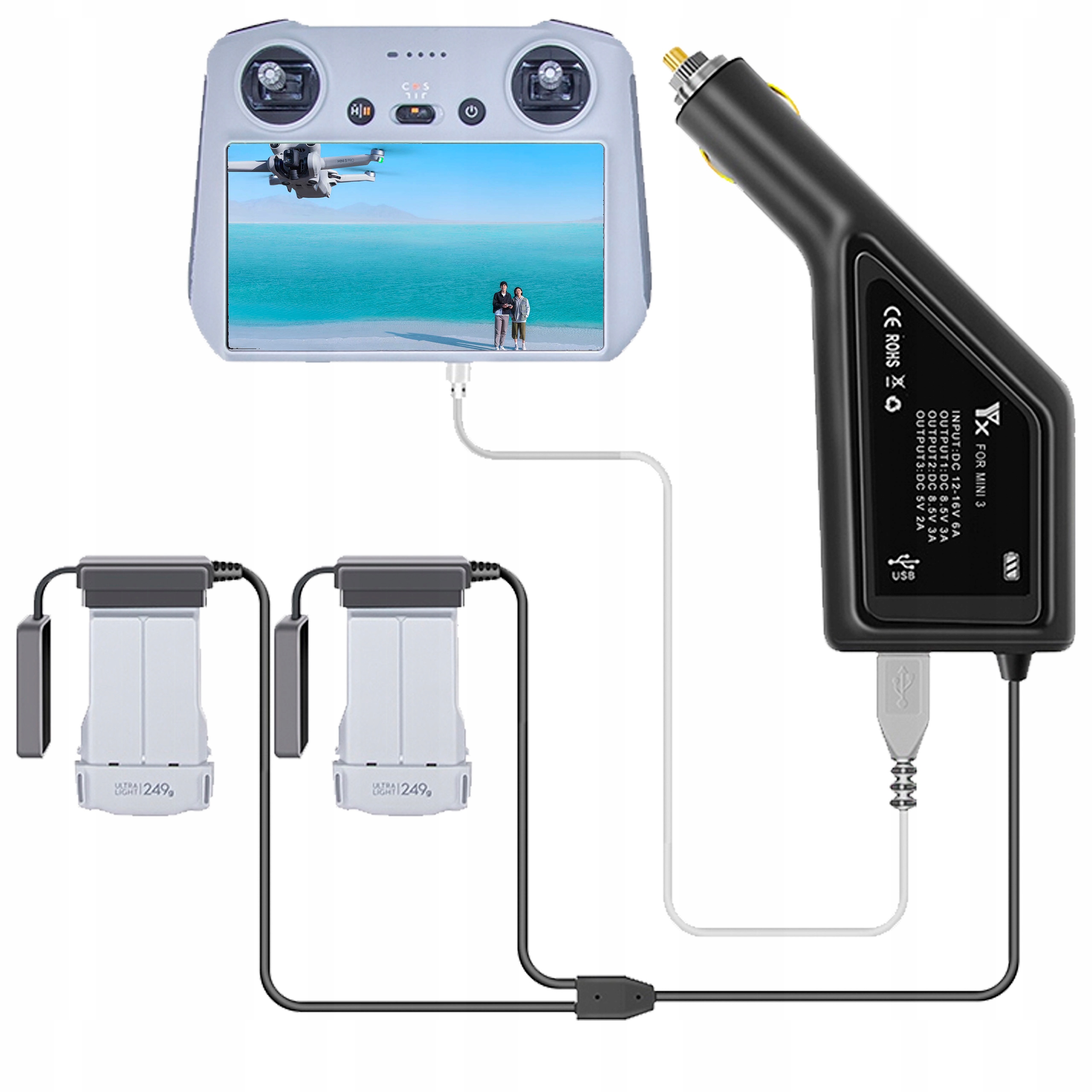 

Ładowarka Samochodowa do Drona Dji Mini 3 3 Pro