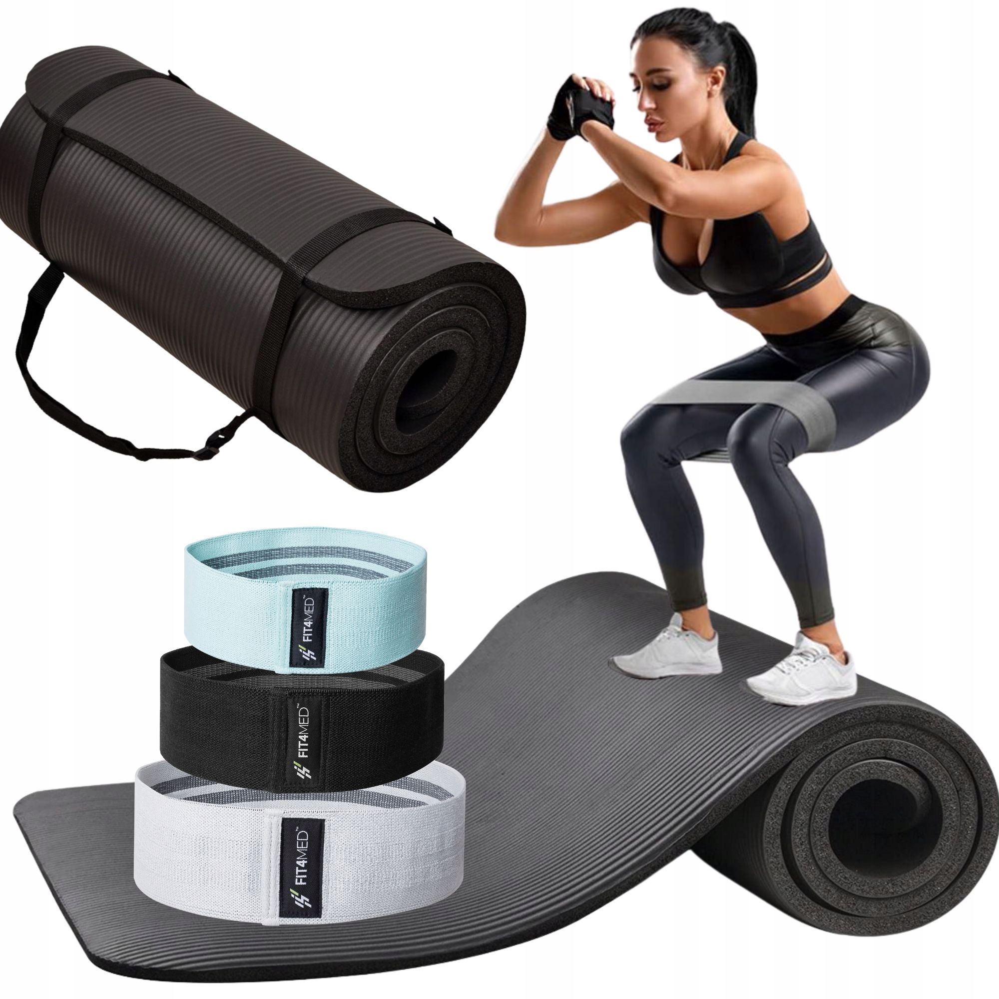 

Zestaw Gumy Taśmy materiałowe ćwiczeń fitness+Mata