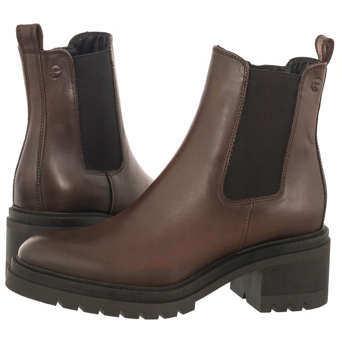 Kožené dámské podpatkové boty Tamaris Hnědé 1-25030-41