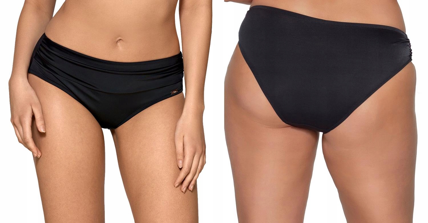 FIGI KĄPIELOWE PLAŻOWE DÓŁ STROJU BIKINI MAJTKI MARSZCZONE CZARNE rozm M