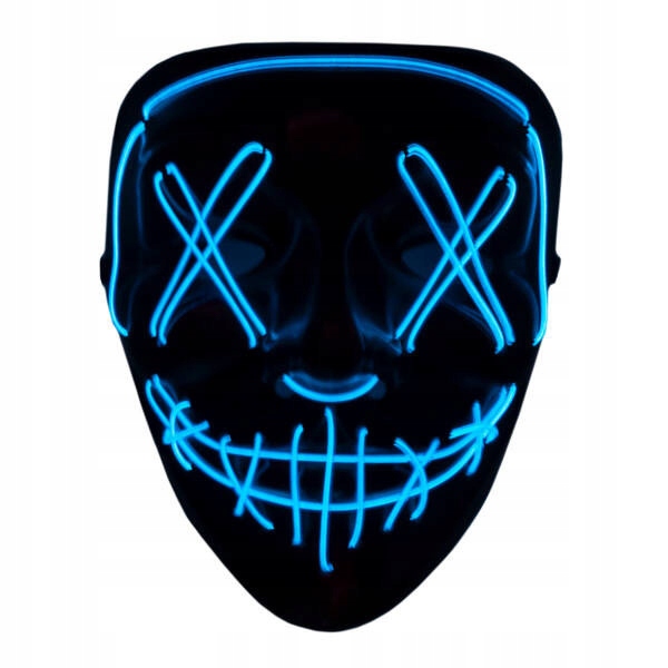 Led Maska Svítící Modrá Halloween Párty Strašidelná Baterie Halloween