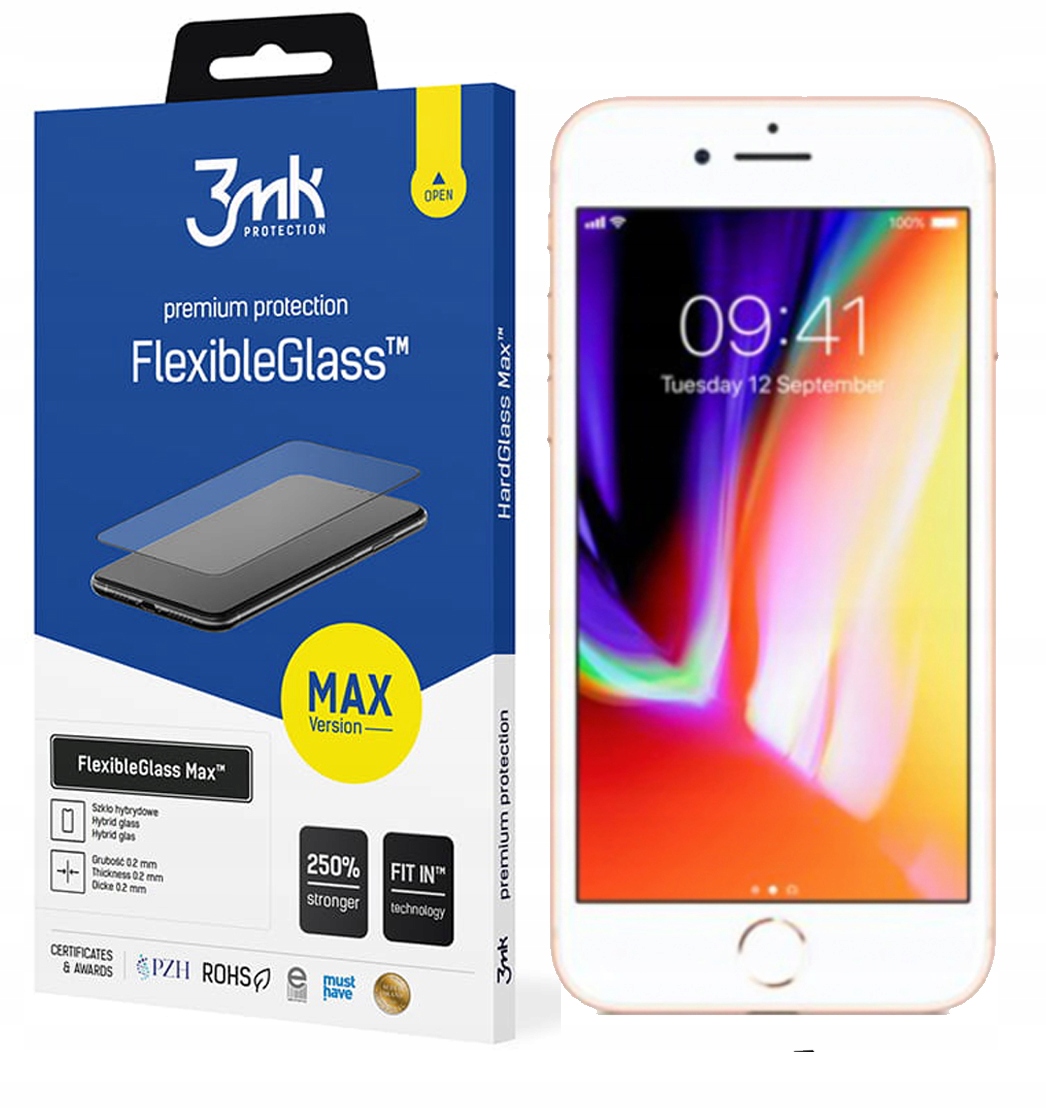 

Szkło FlexibleGlass Max 3MK do iPhone 7 / 8 White