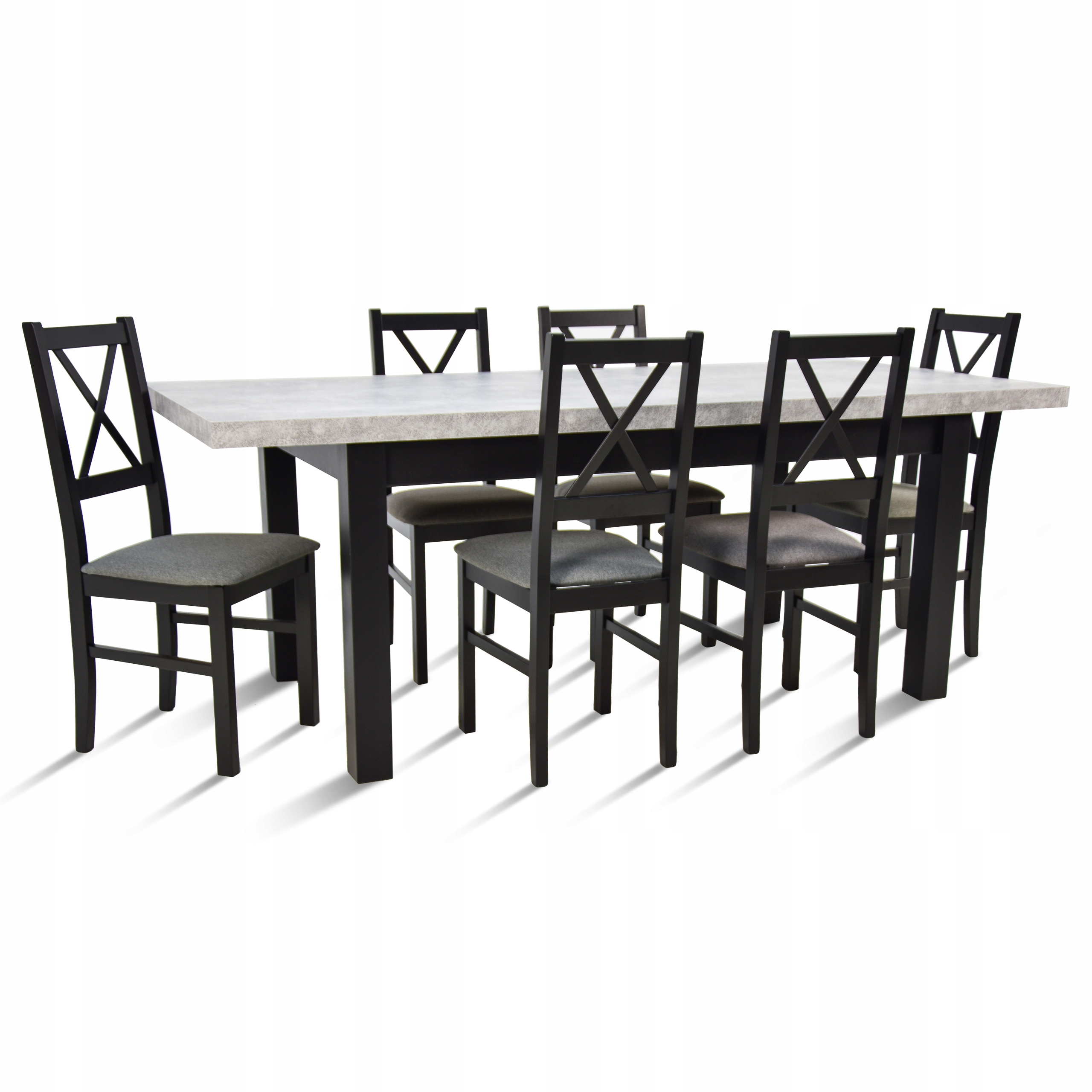 

Zestaw do salonu Stół drewno 90x160/210 6 krzeseł