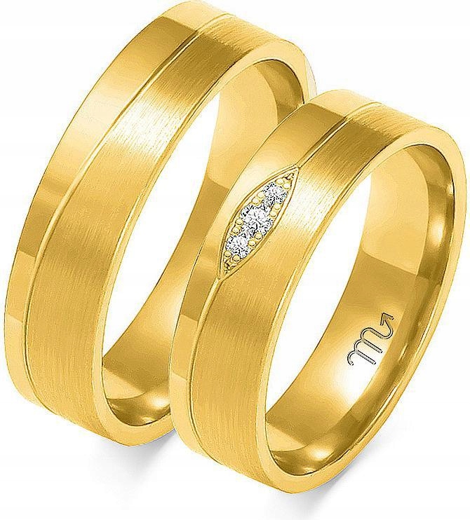 Zlatý moderní snubní prsten 585 r 38 39 40 pro muže s gravírováním