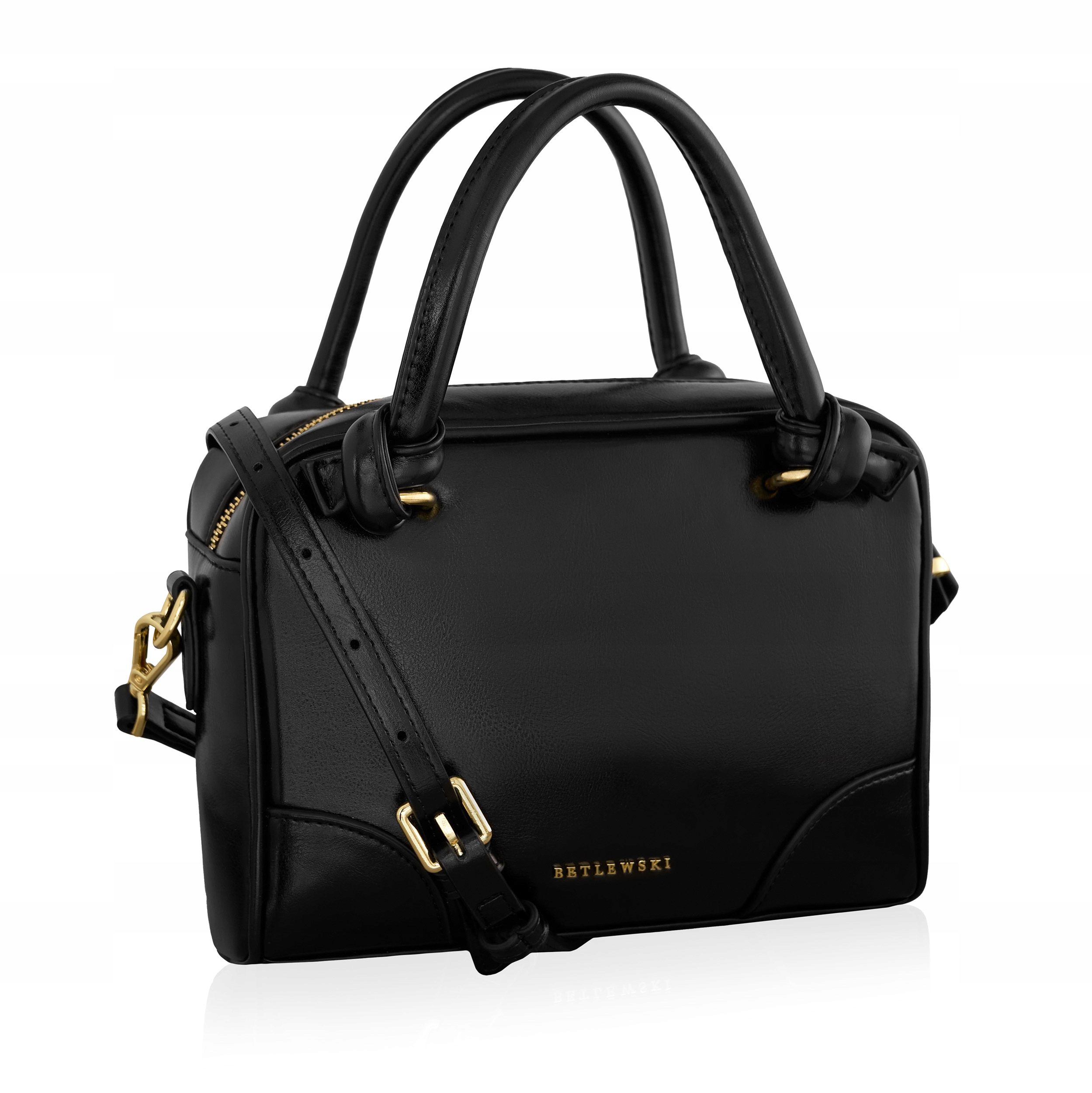 Betlewski torebka damska do ręki ramię czarna ze skóry ekologicznej modna