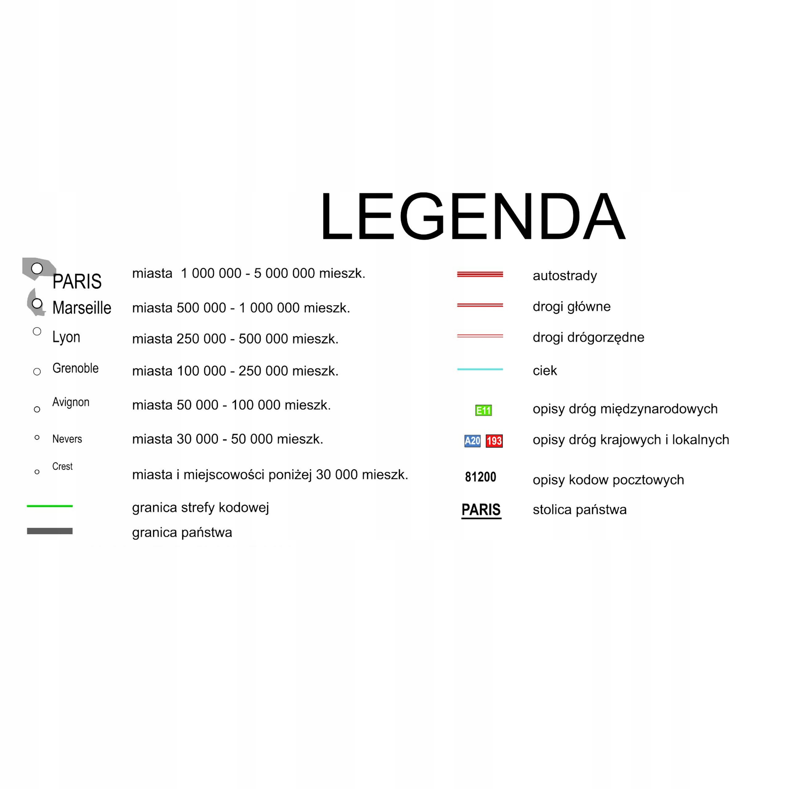 Mapa ścienna Kodowo-Drogowa Francji 160x120cm Aktualna 2024 Marka inna