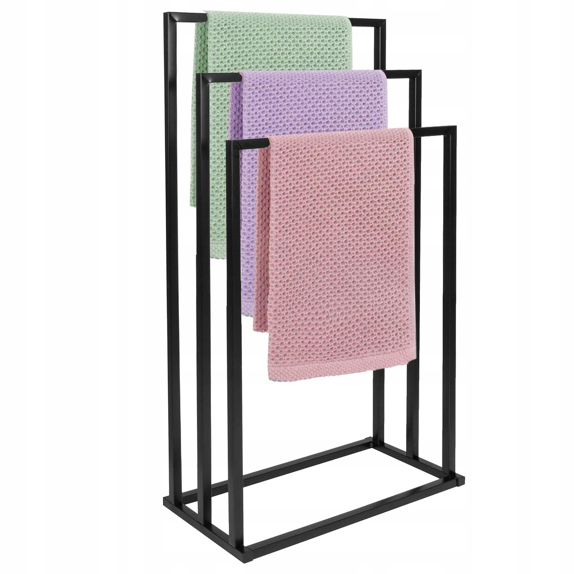 Věšák Stojan Na Ručníky Stojící Koupelnový 3 Úrovně Kov Loft Černý