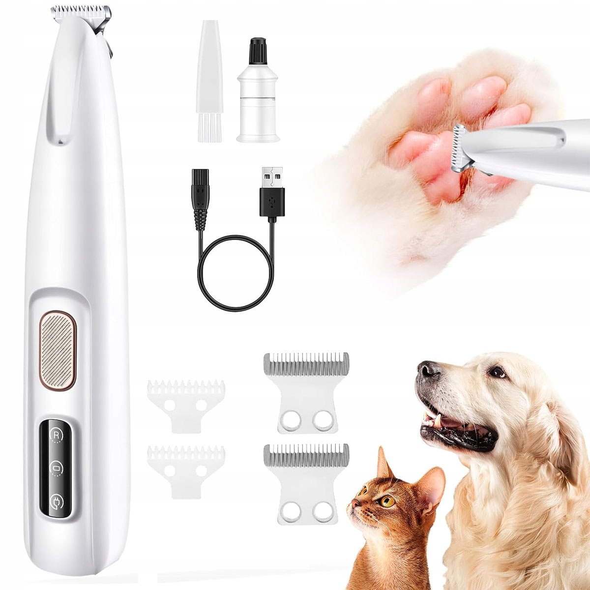 Levně Zastřihovač Psích Tlapek Strojek Na Kočičí Srst Tichý Chod Led Přesný