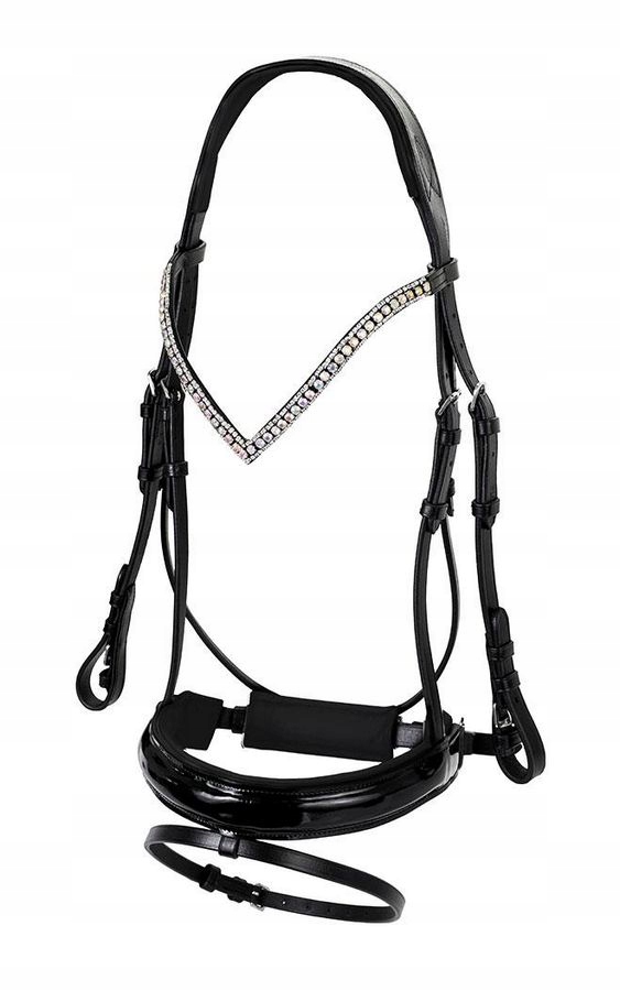 Ogłowie z wodzami skórzane Woden nachrapnik lakierowany Start czarne Cob