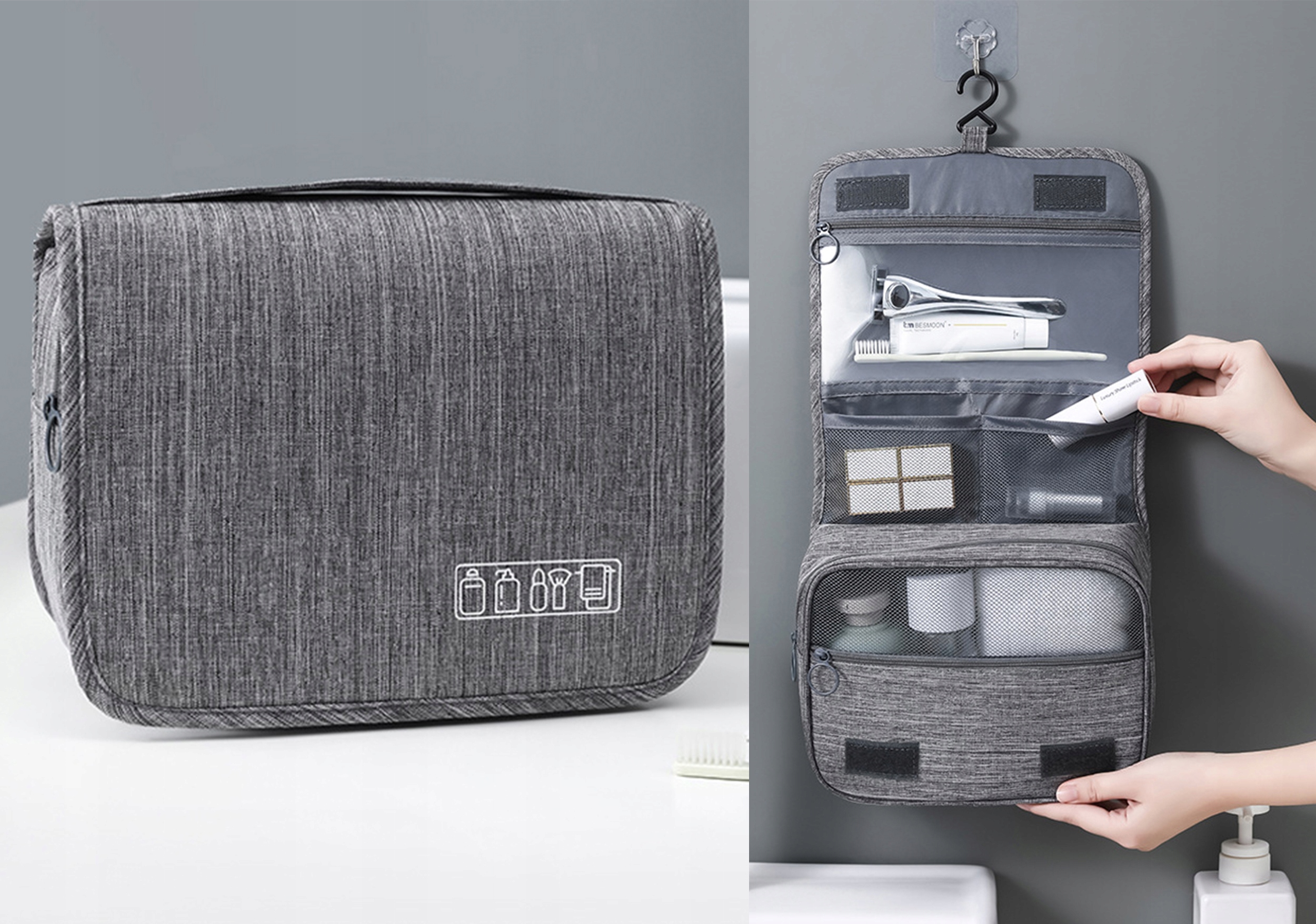 KOSMETYCZKA PODRÓŻNA TURYSTYCZNA WISZĄCA SASZETKA ORGANIZER Marka Inna