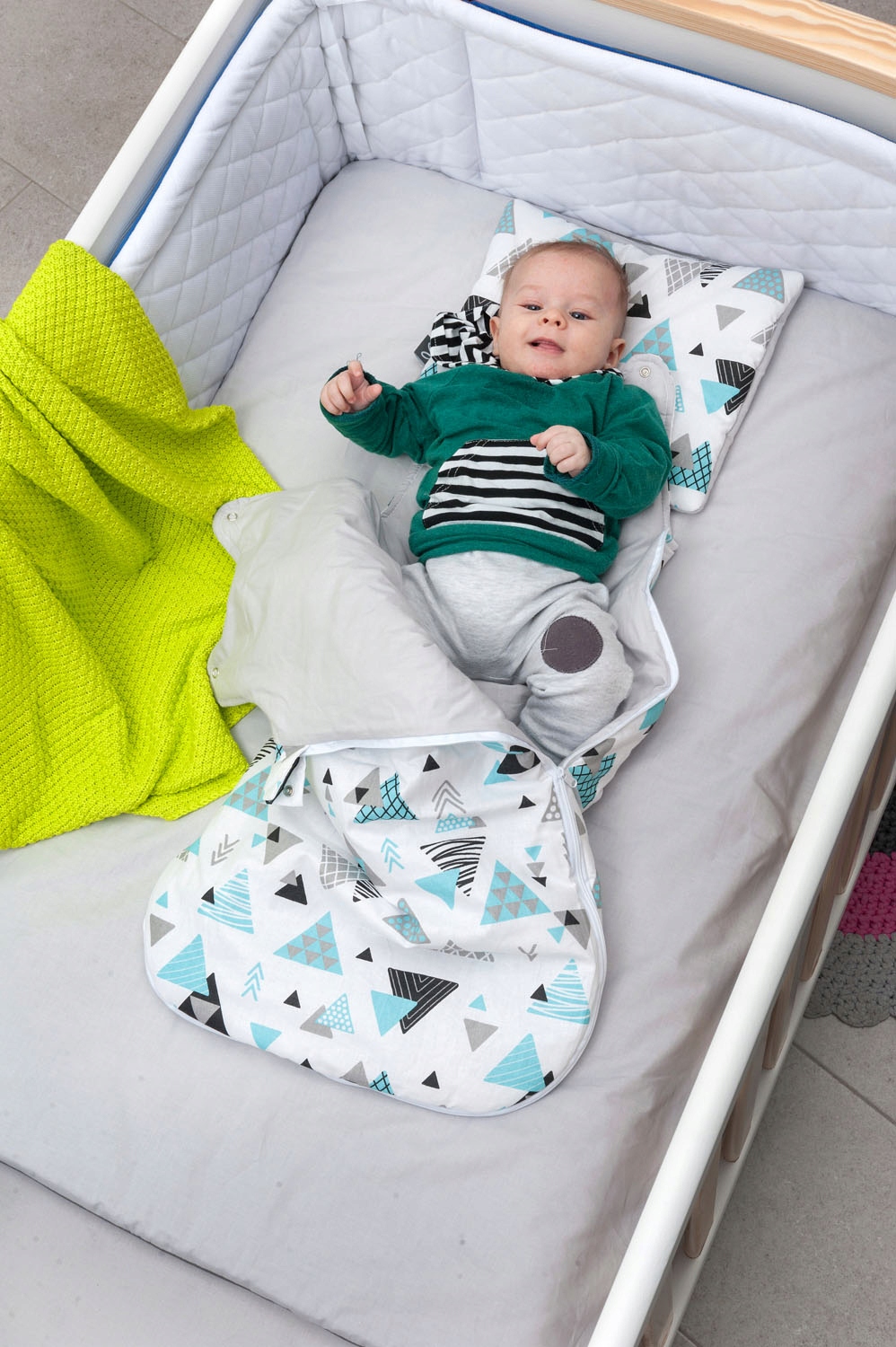 Bambusowy kocyk tkany PREMIUM 80x100 otulacz lime Płeć chłopcy
