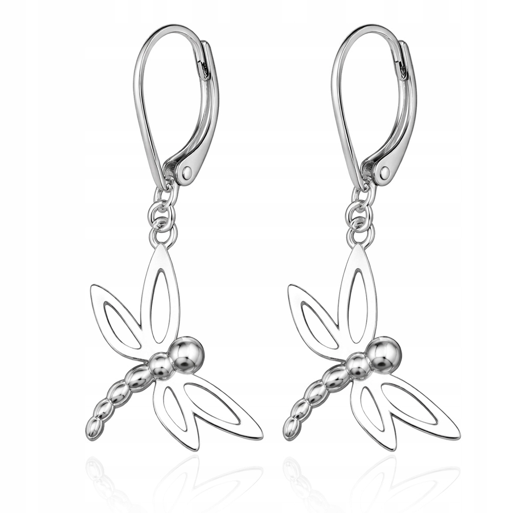 Stříbrné náušnice anglické Vážka Symbol lehkosti a svobody Stříbro 925