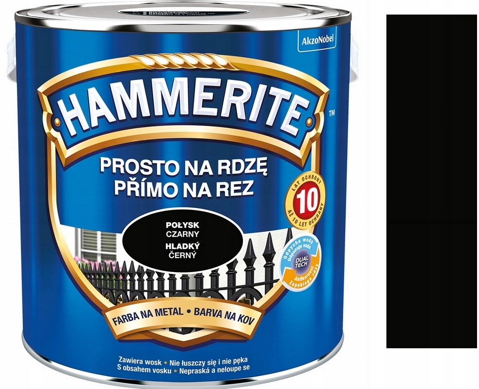 Hammerite Na Rdzę Do Metalu 10 Lat Ochrony Czarny Połysk 2.5L
