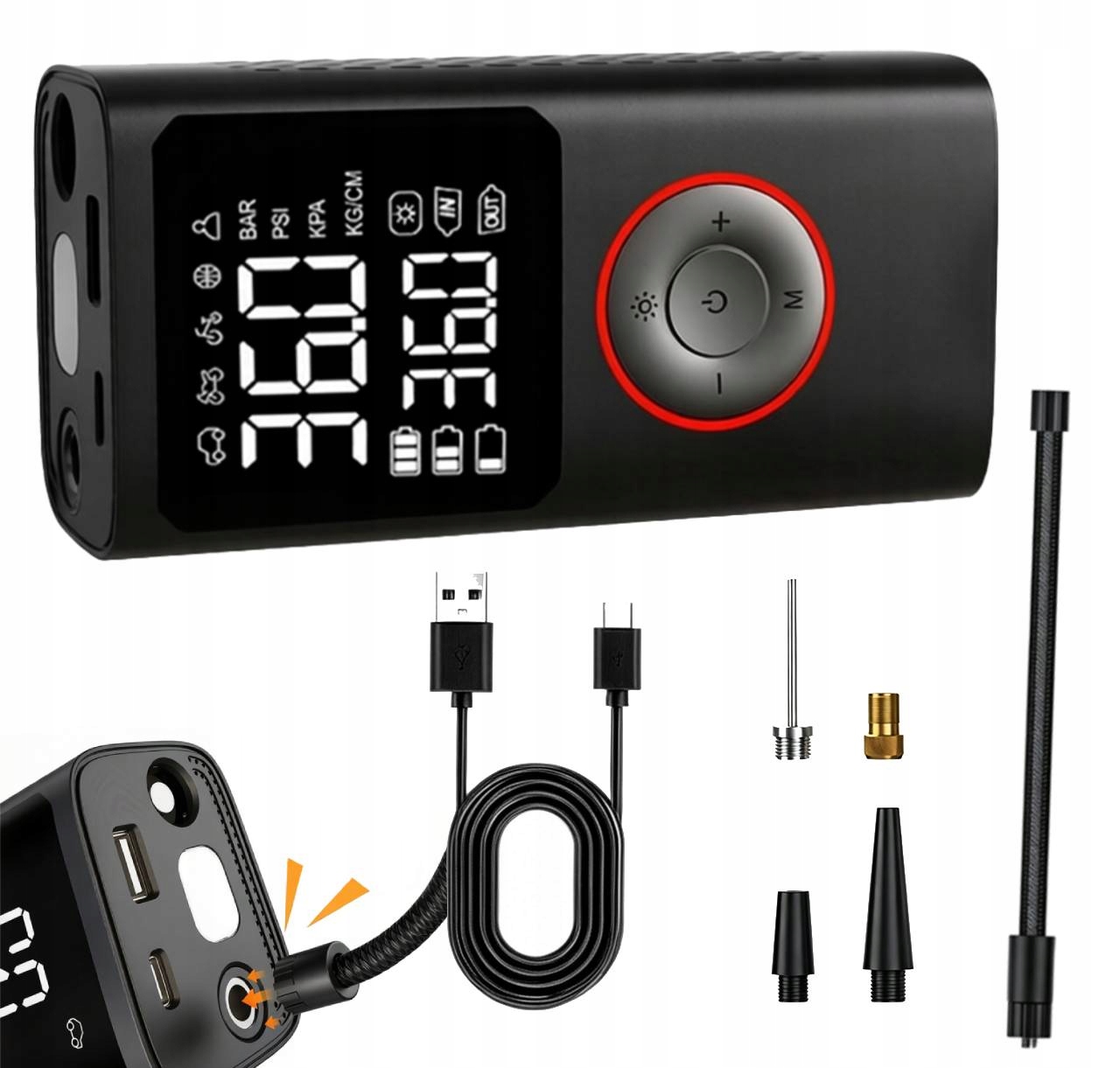 Elektrická cyklistická pumpa Kompresor Aku 4000 mAh Powerbank