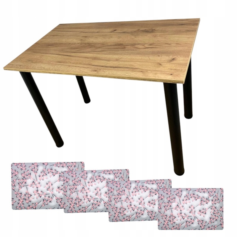 Kuchyňský Stůl 120 x 60 cm do jídelny obývacího pokoje 4 Podložky Na Stůl