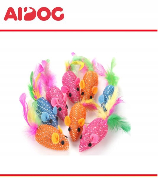 Levně Sada 24 Kusů barevných myšek pro kočky s peřím