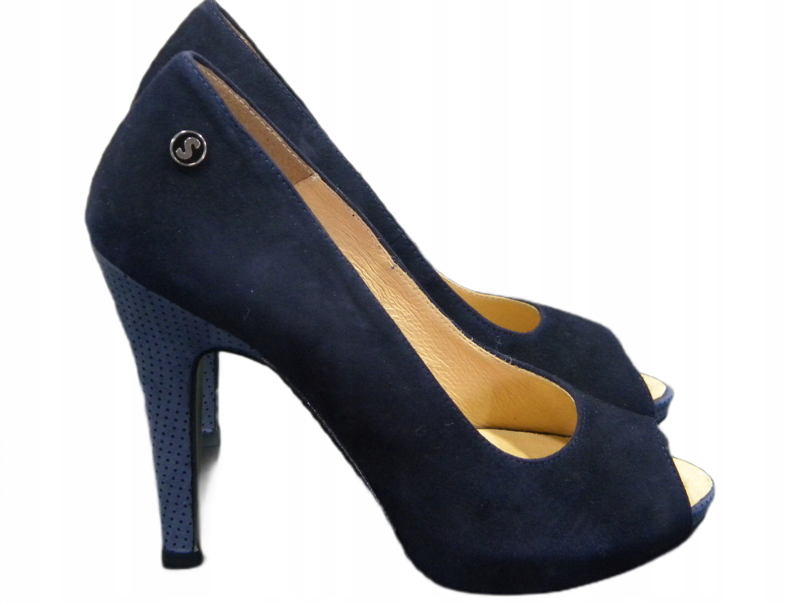 Dámské kožené lodičky Lampert 40 Semiš Námořnická Modrá Platforma