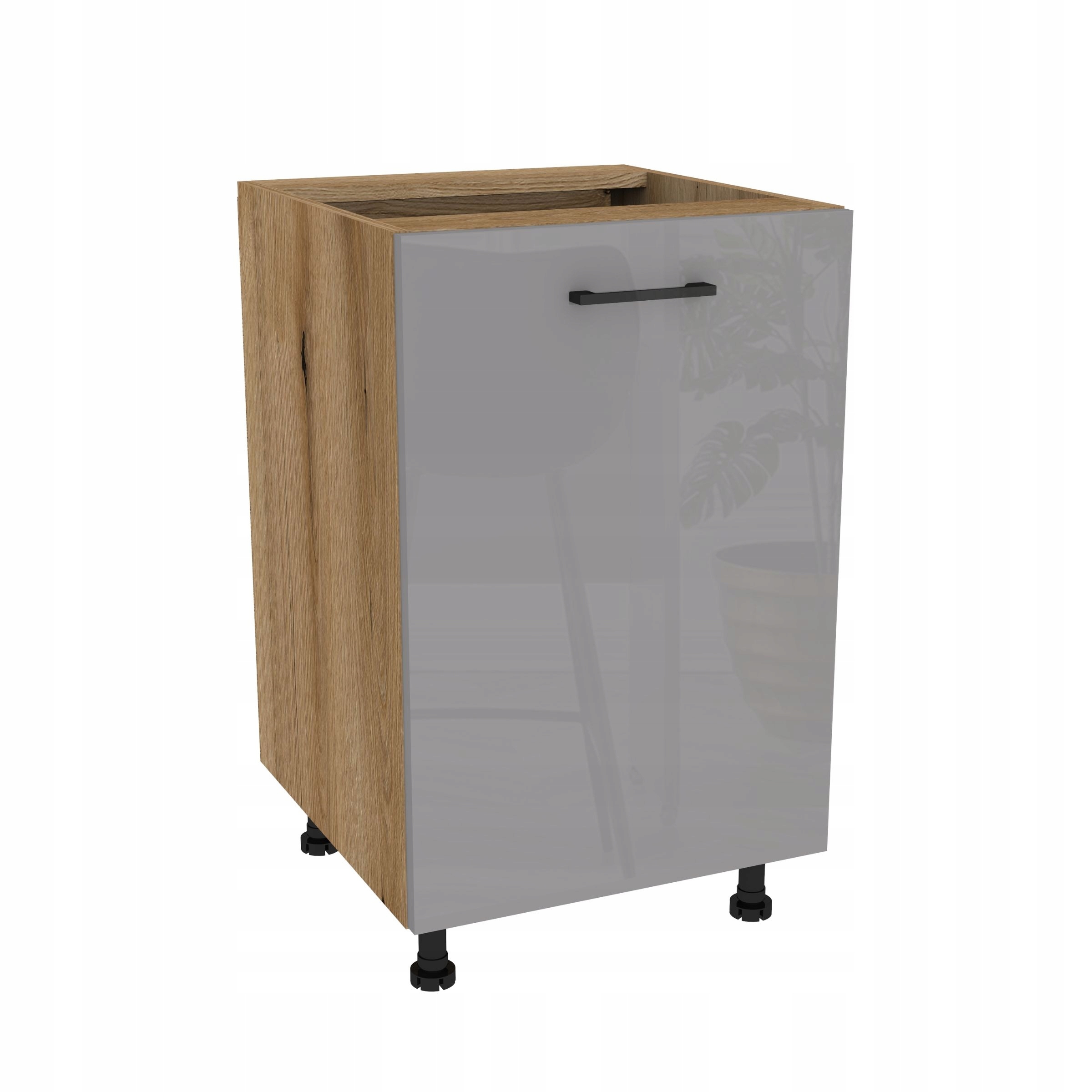 Dolní kuchyňská skříňka 50 Capri korpus Dub Evoke přední Šedá Akryl Lesk