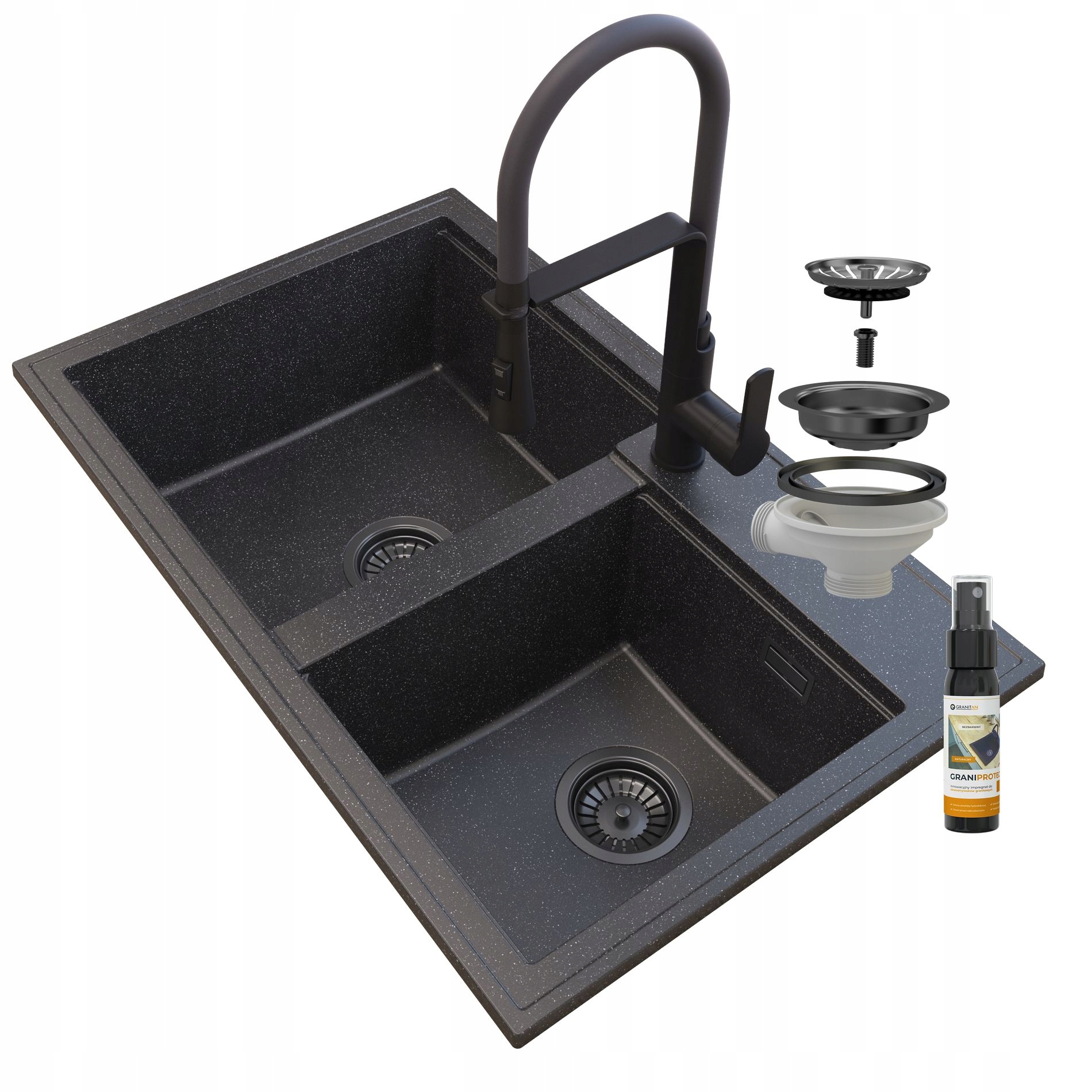 Dřez Baterie Vegas Syfon Granit Hektor