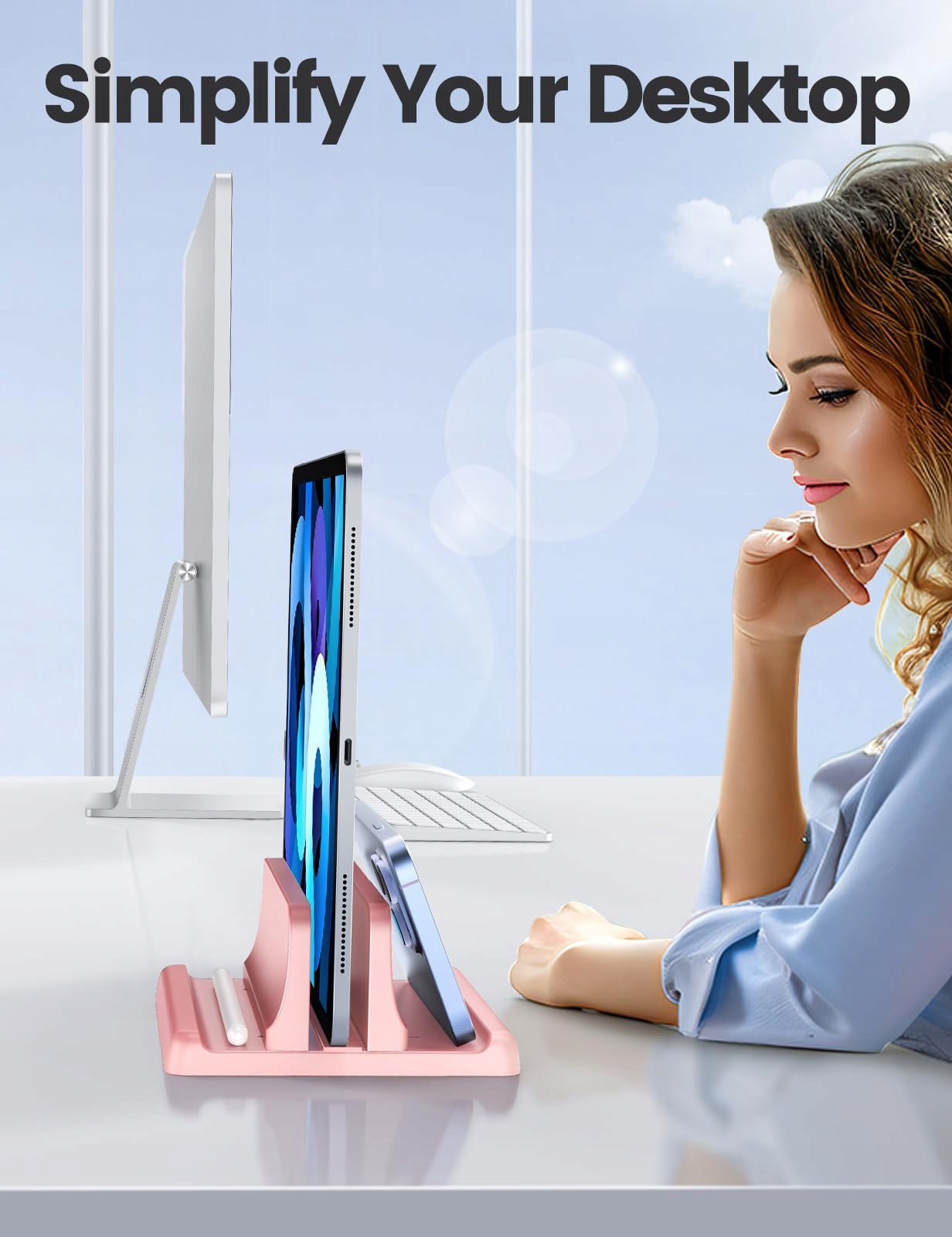 VAYDEER Stojak Na Laptop 3w1 Kompatybilny Z MacBook iPad Do 17 Cal Różowy — miniatura 6