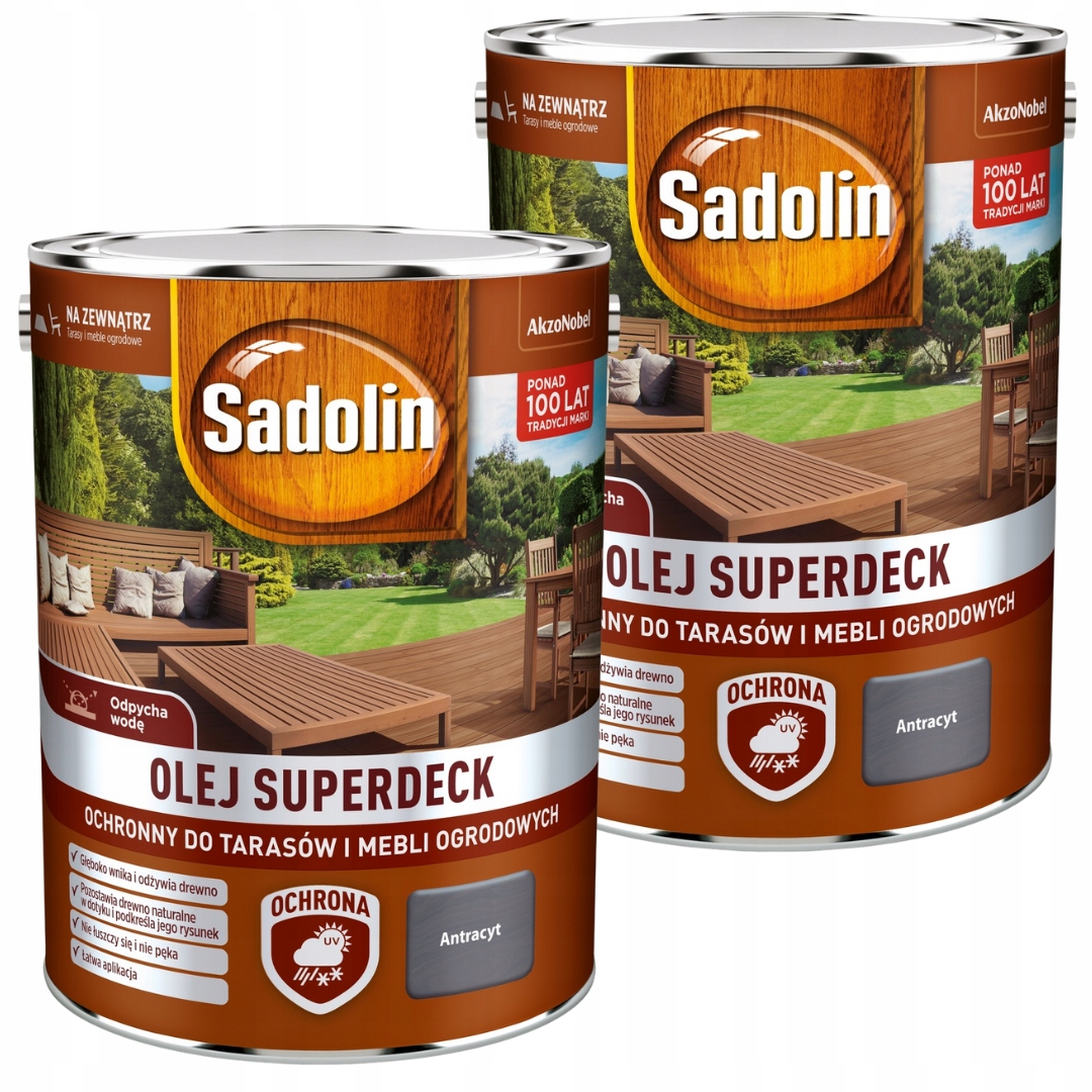 Sadolin Superdeck Olej Na Terasy 10L Antracit Sada 2x5L