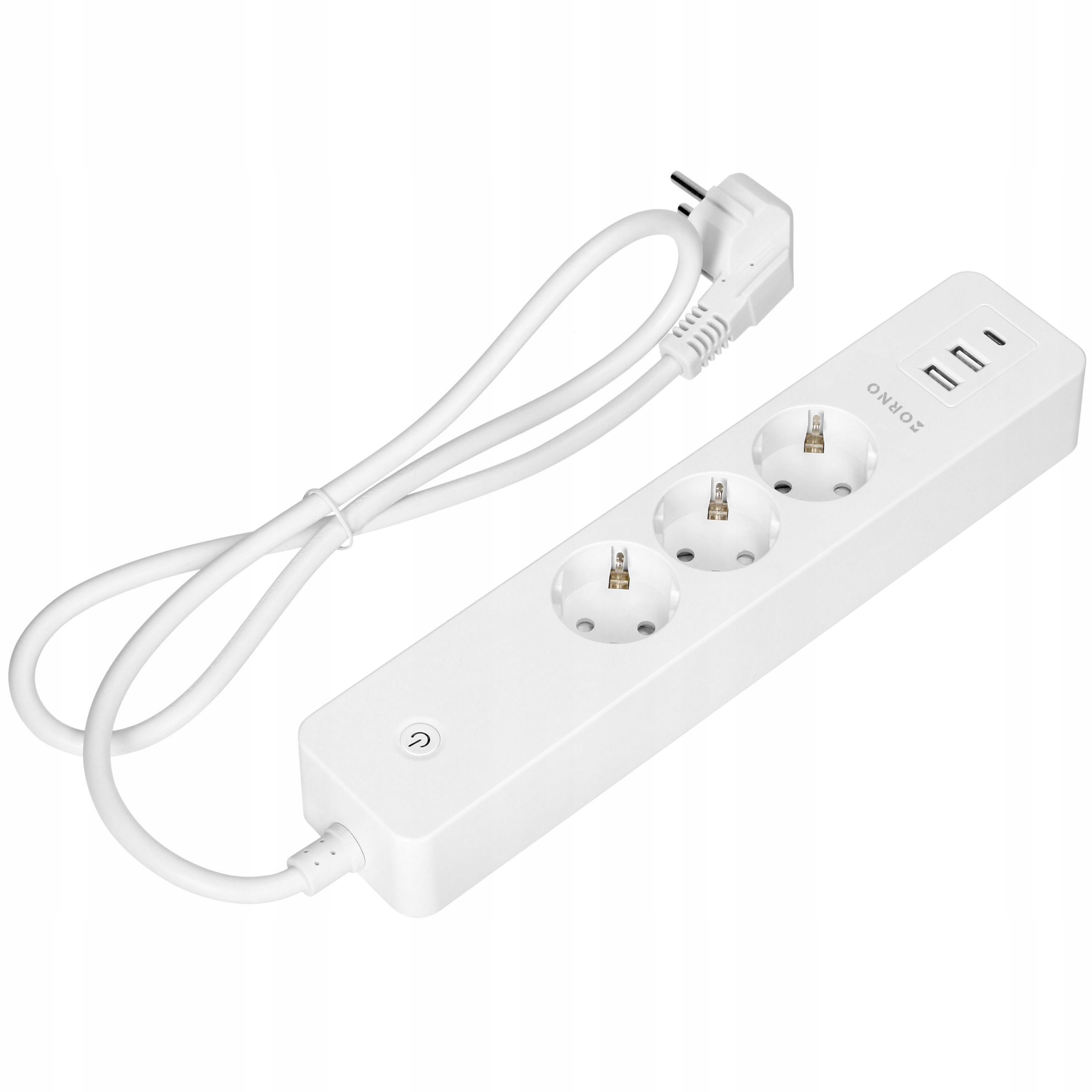 Orno Tuya Prodlužovací Kabel 3 Zásuvky S Uzemněním 2x Usb Smart Wi-fi Bílá