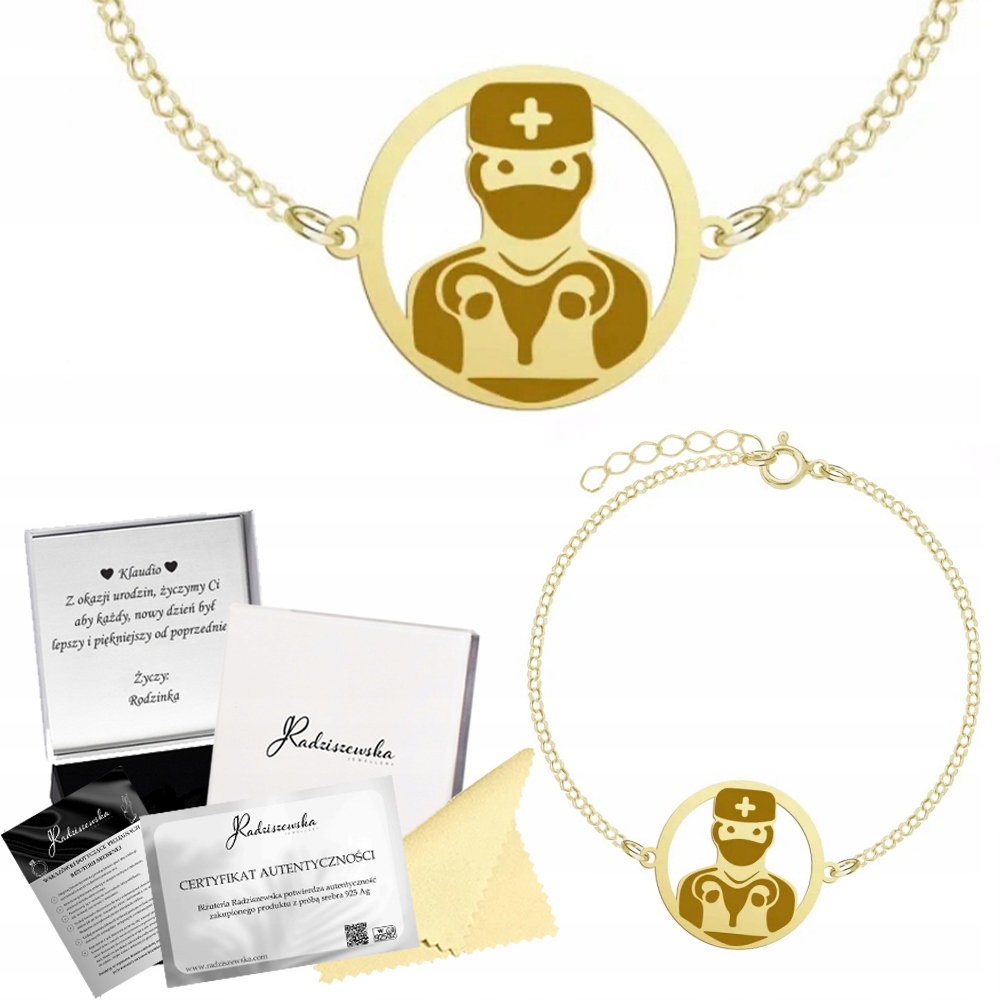 Zlatý Náramek S Gynekologem Lékař Ankr Dárek Stříbro 925 Gravírování