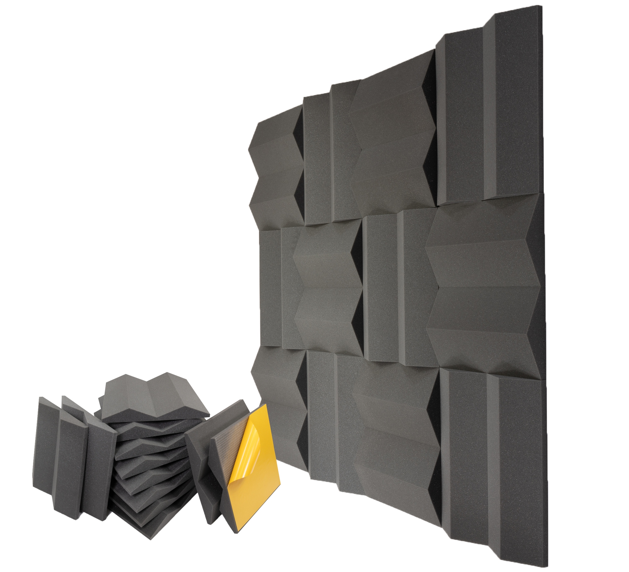 Sada akustických Klínů Samolepících panelů pyramidka 12 Ks gr. 7cm