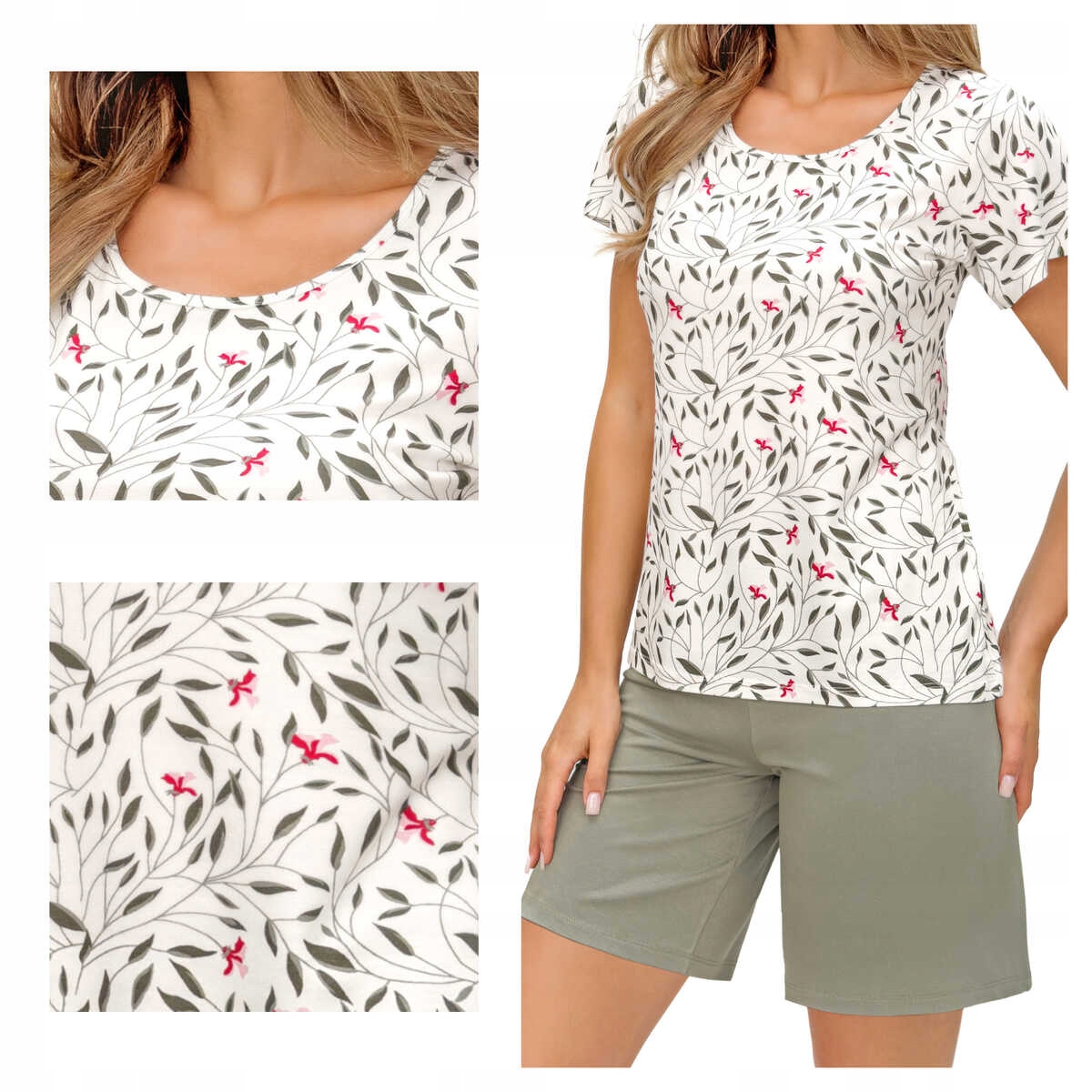 Donna Dámské pyžamo z viskózy s krátkým rukávem a šortkami Melisa 1/2 bílá M