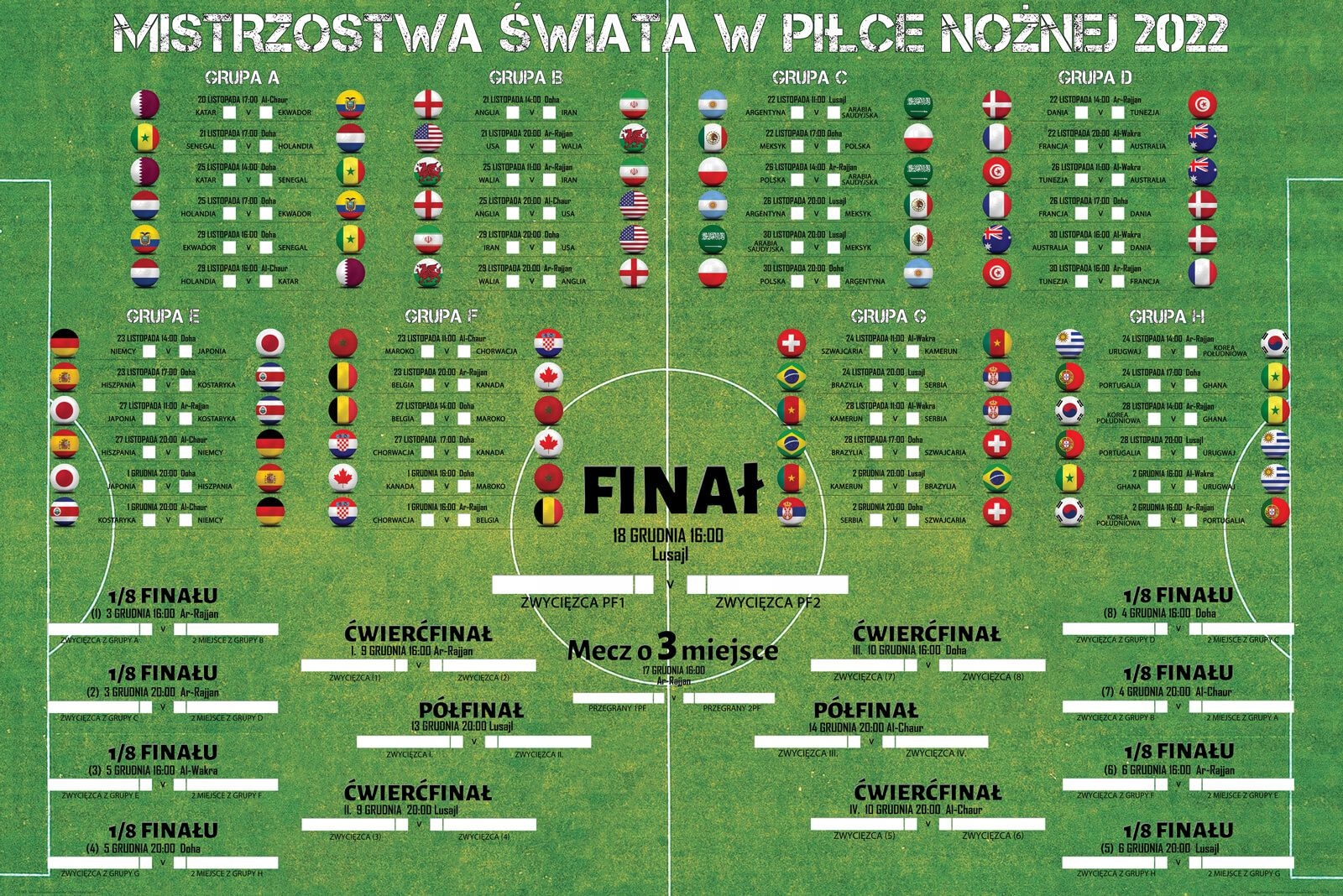 Mistrzostwa Świata 2022 Terminarz Rozgrywek - plakat 91,5x61