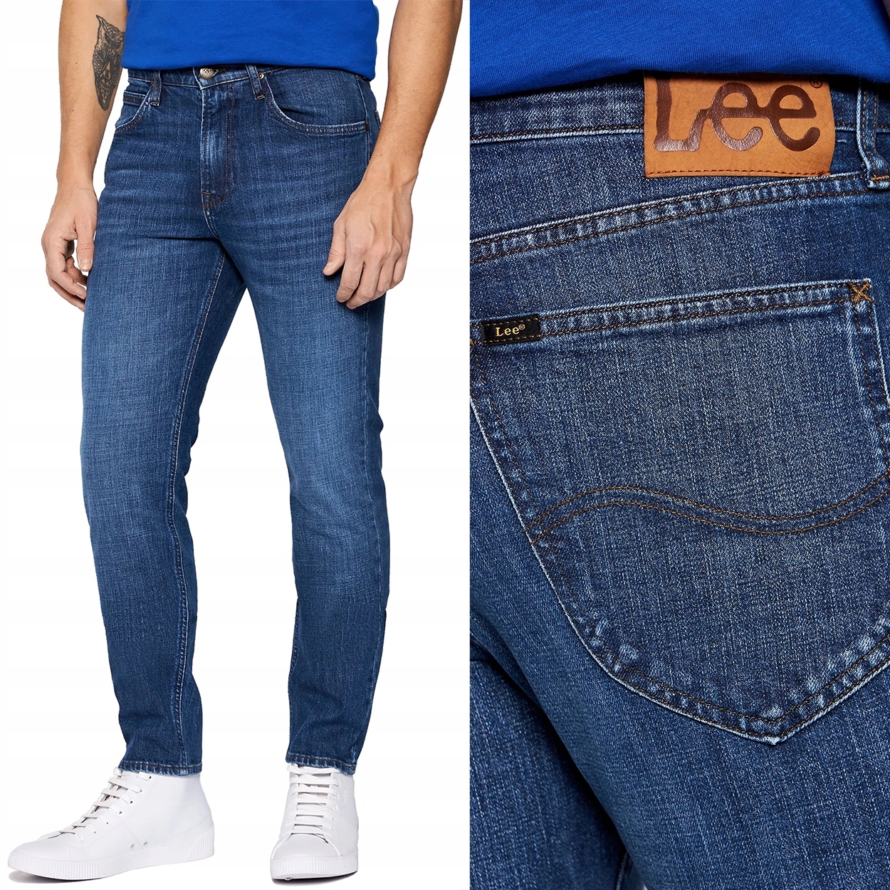 Lee Austin regular tapered Mid Blue Grass Džínové kalhoty W30 L32