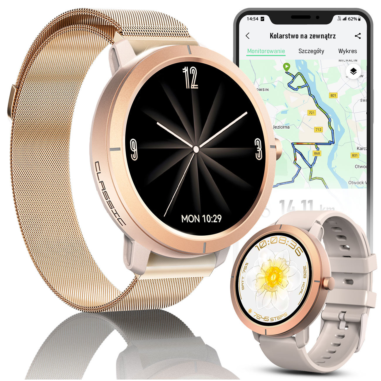 Dámske inteligentné hodinky Vodotesné hodinky s Gps Sport Zdravie Smart pre ženy