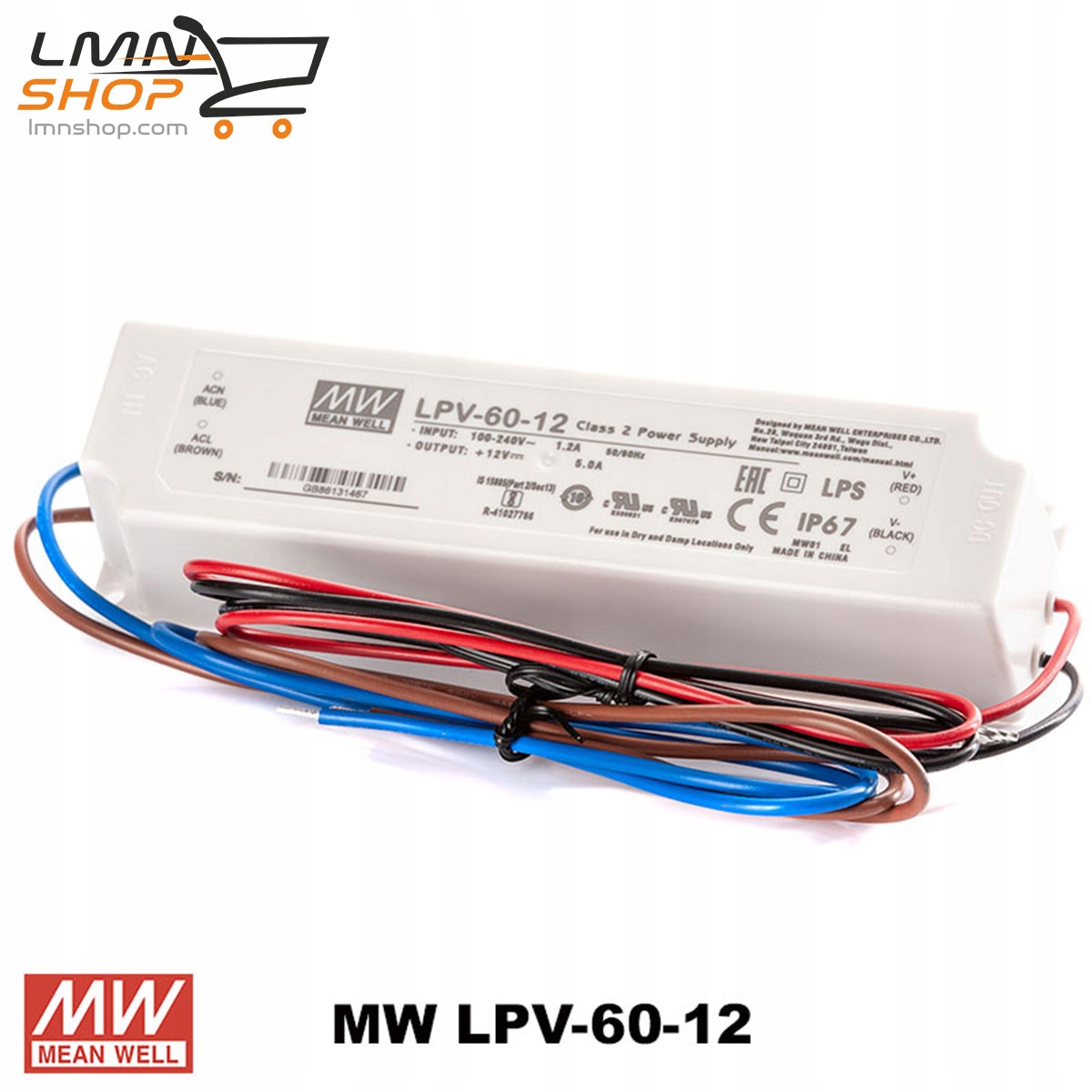 Zasilacz Mean Well LPV-60-12 IP67 |60W|12V| 5A