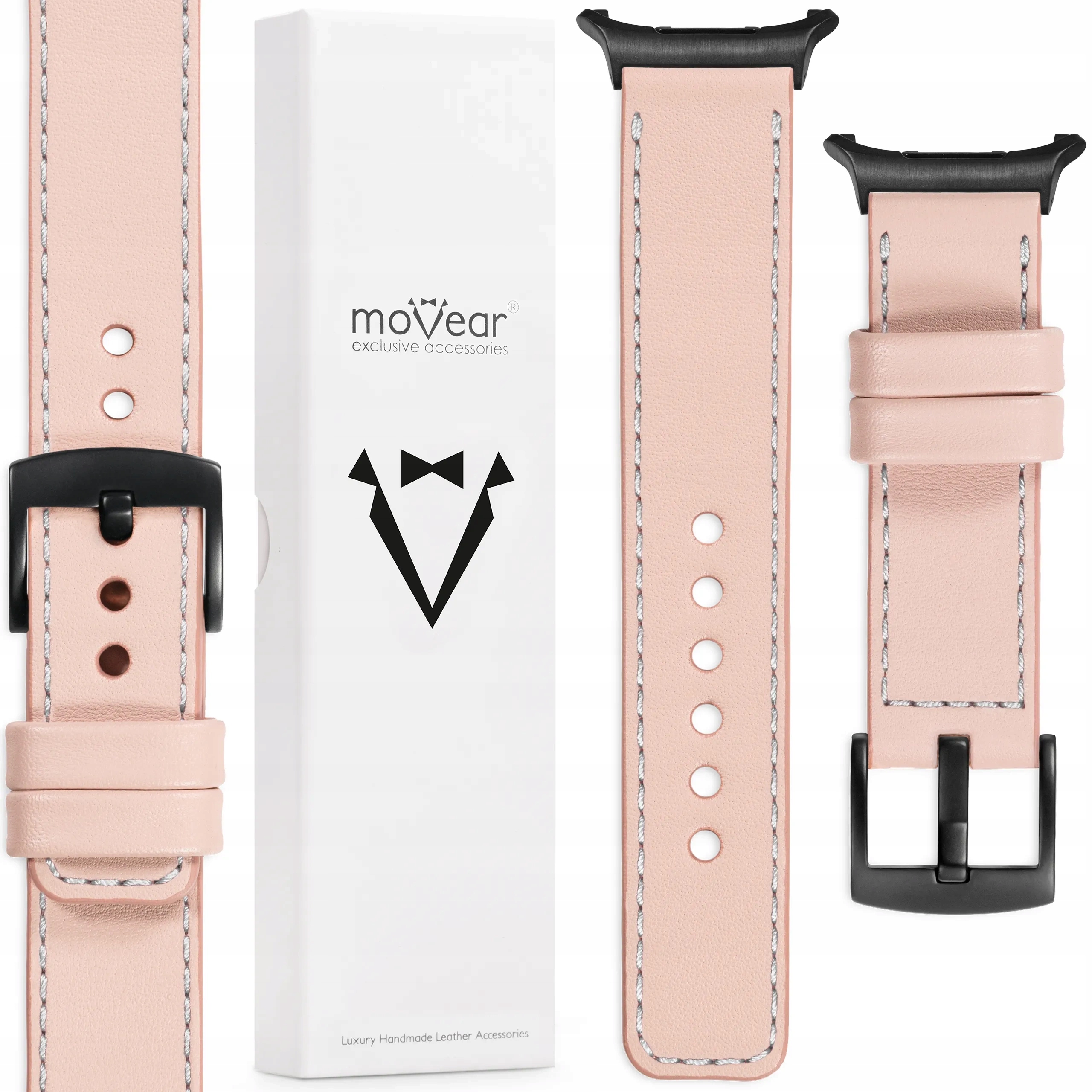 Kožený řemínek Růžový v tělové barvě 22 mm pro Samsung Galaxy Watch Ultra Movear