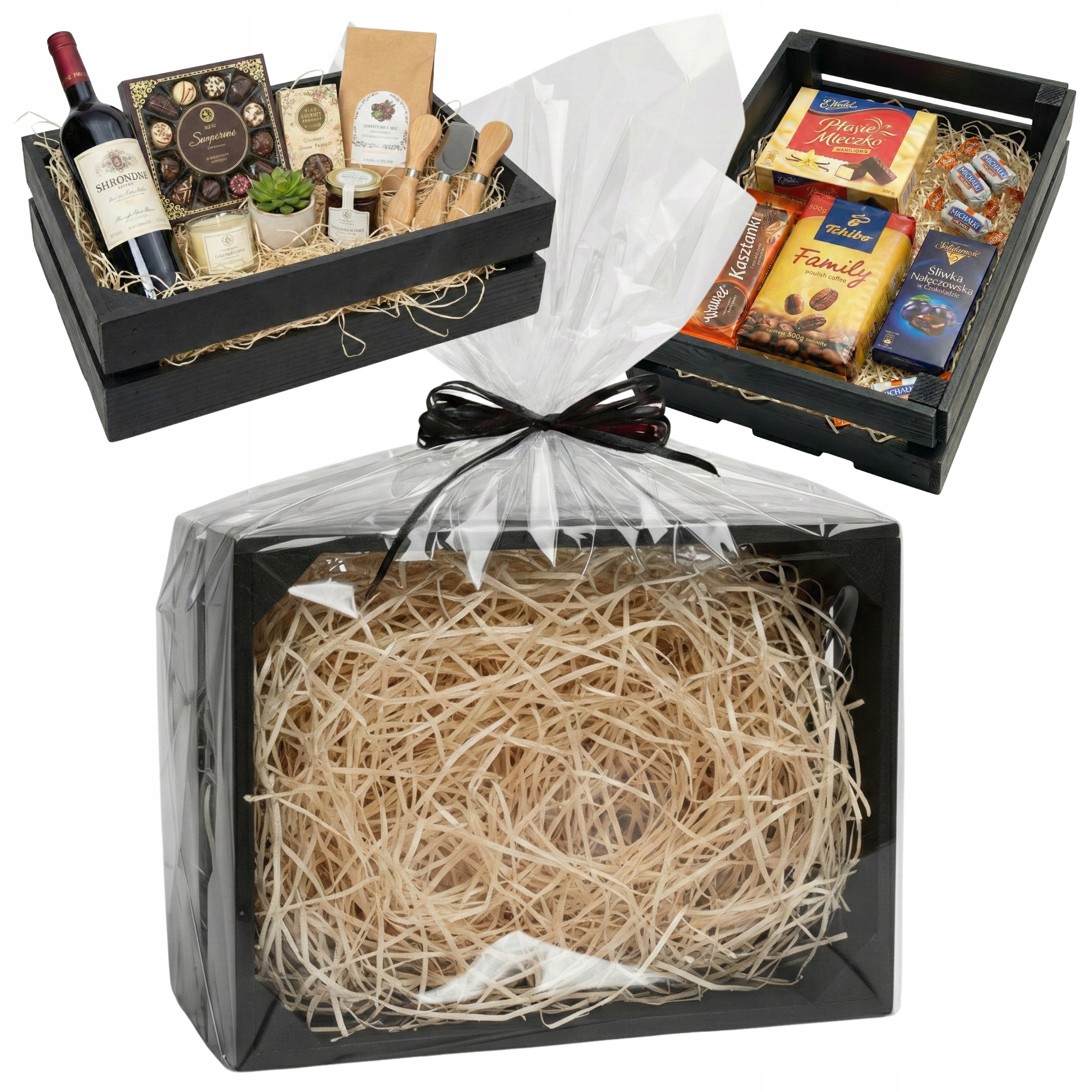 Dárkový koš Košík Černý Sada prázdná Krabice Dárek den Svatba