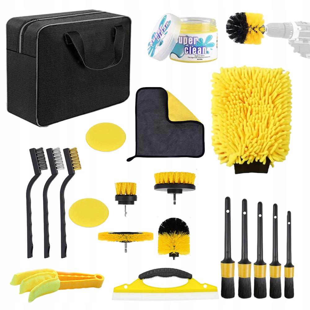 ZESTAW DETAILINGOWY DO CZYSZCZENIA AUTA SZCZOTKI SAMOCHODOWE DETAILING AUT