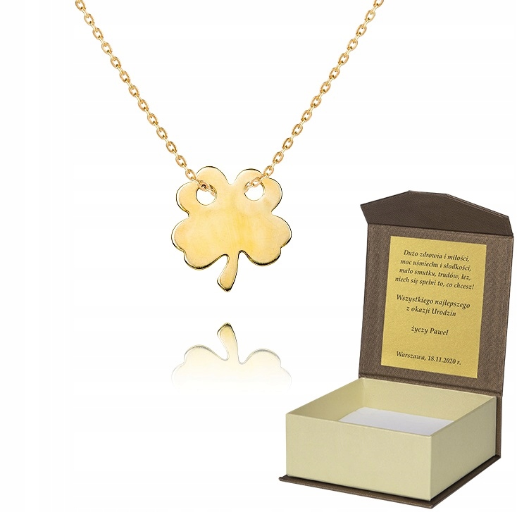 925 Zlatý Řetízek 45 Čtyřlístek Věnování A4Z68