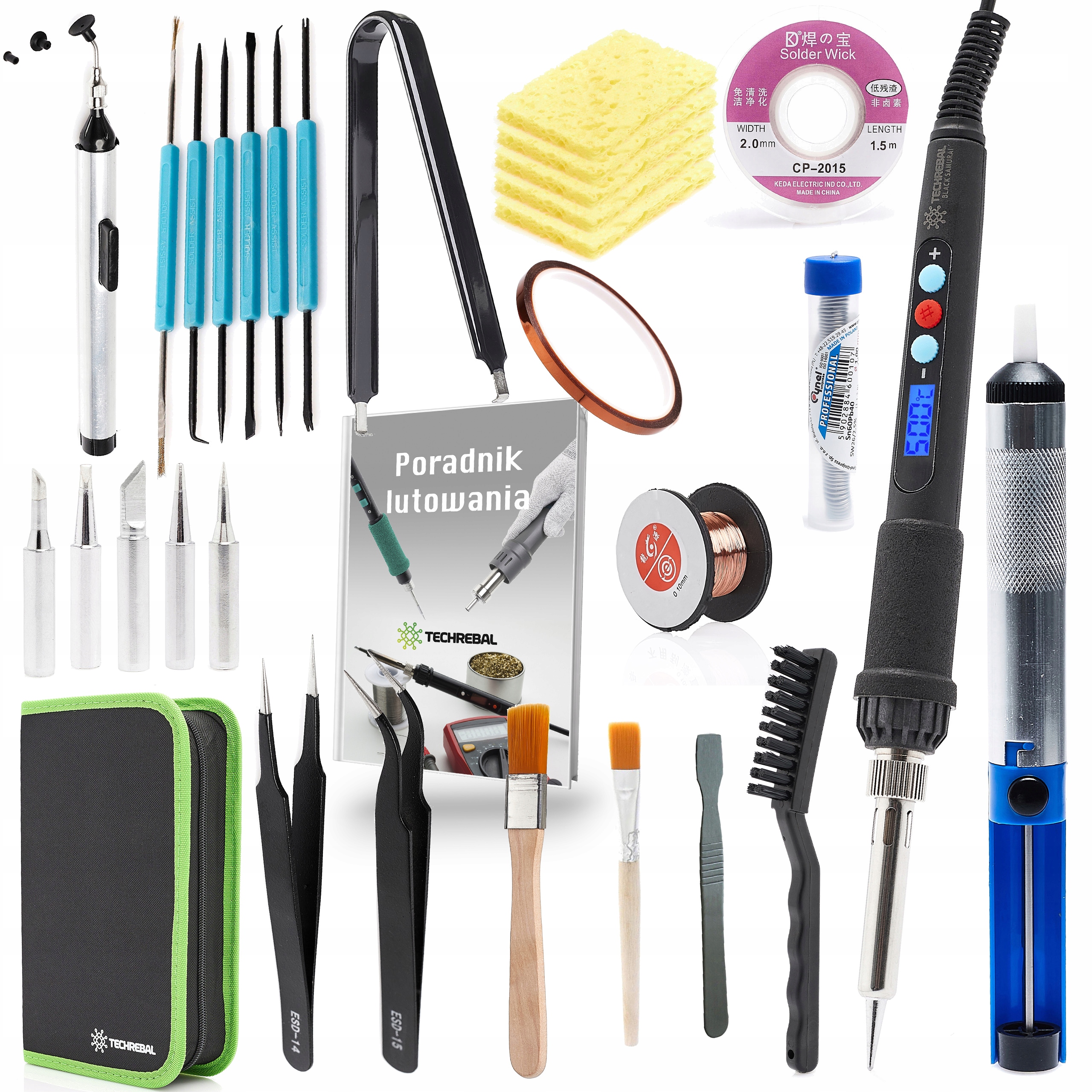 Lutownica Precyzyjna kolbowa do elektroniki Techrebal 60W Największy Zestaw