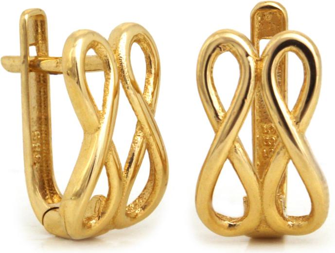 Zlaté náušnice 585 s symbolem nekonečna 14K, klasické pro ženy