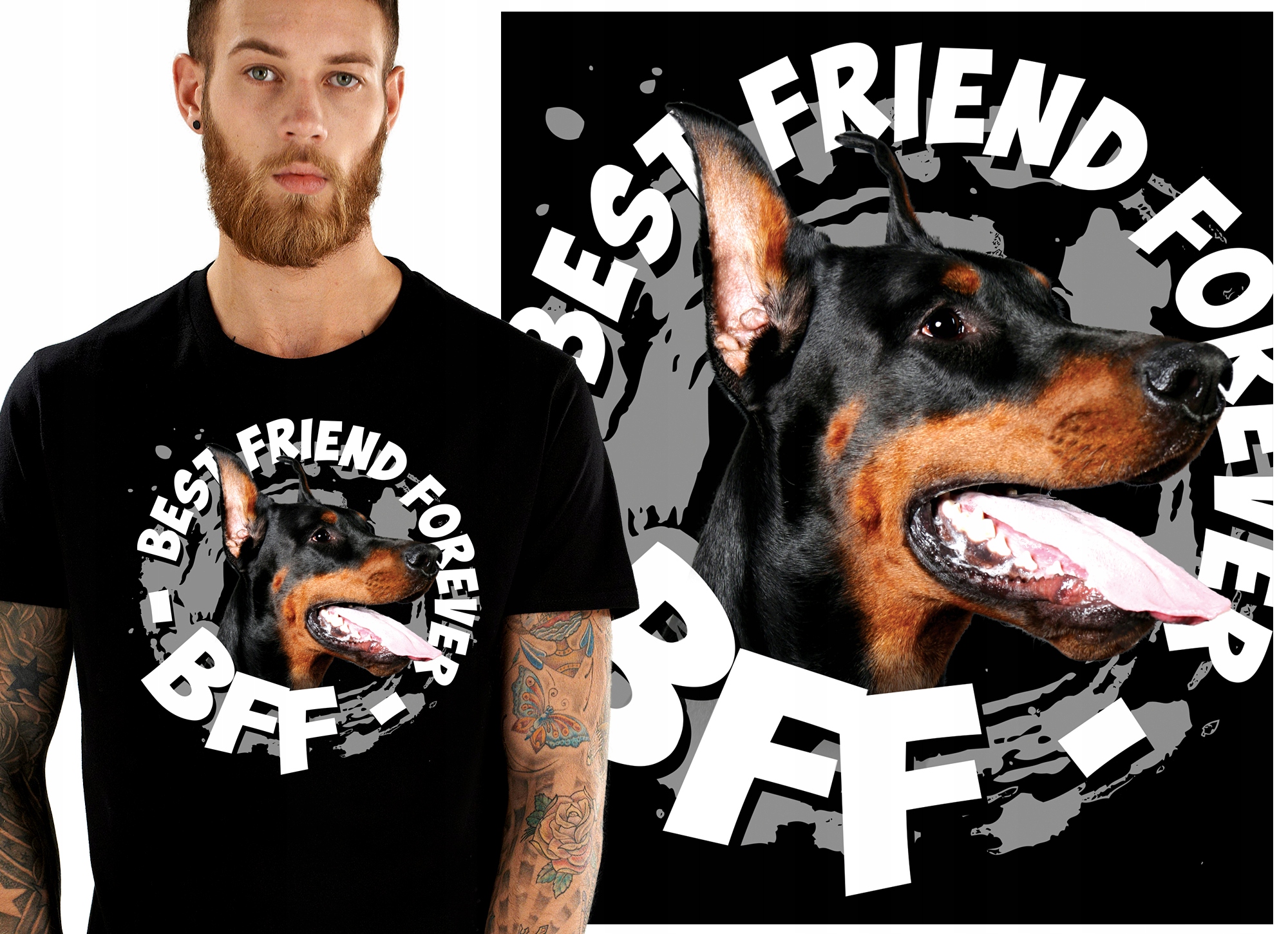 

Bff Doberman Bulldog Labrador Koszulka Męska M
