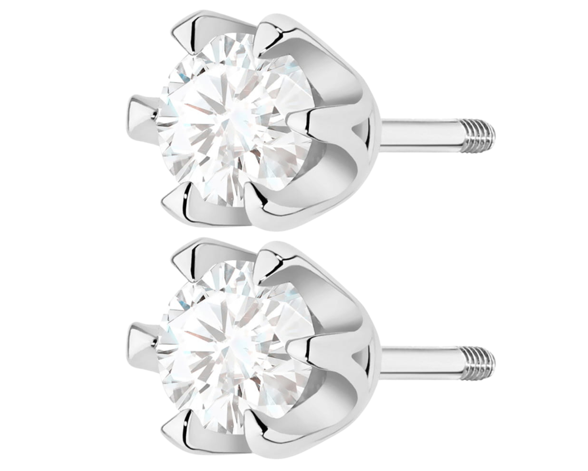 Bílé zlato Náušnice s briliantem Šroubovací tyčinka Zlato 585 Dárek Gravírování