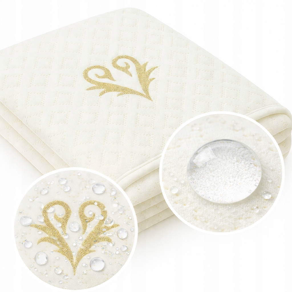 Chránič na matrace 180x200 cm voděodolný, vyšívaný polský potah ecru