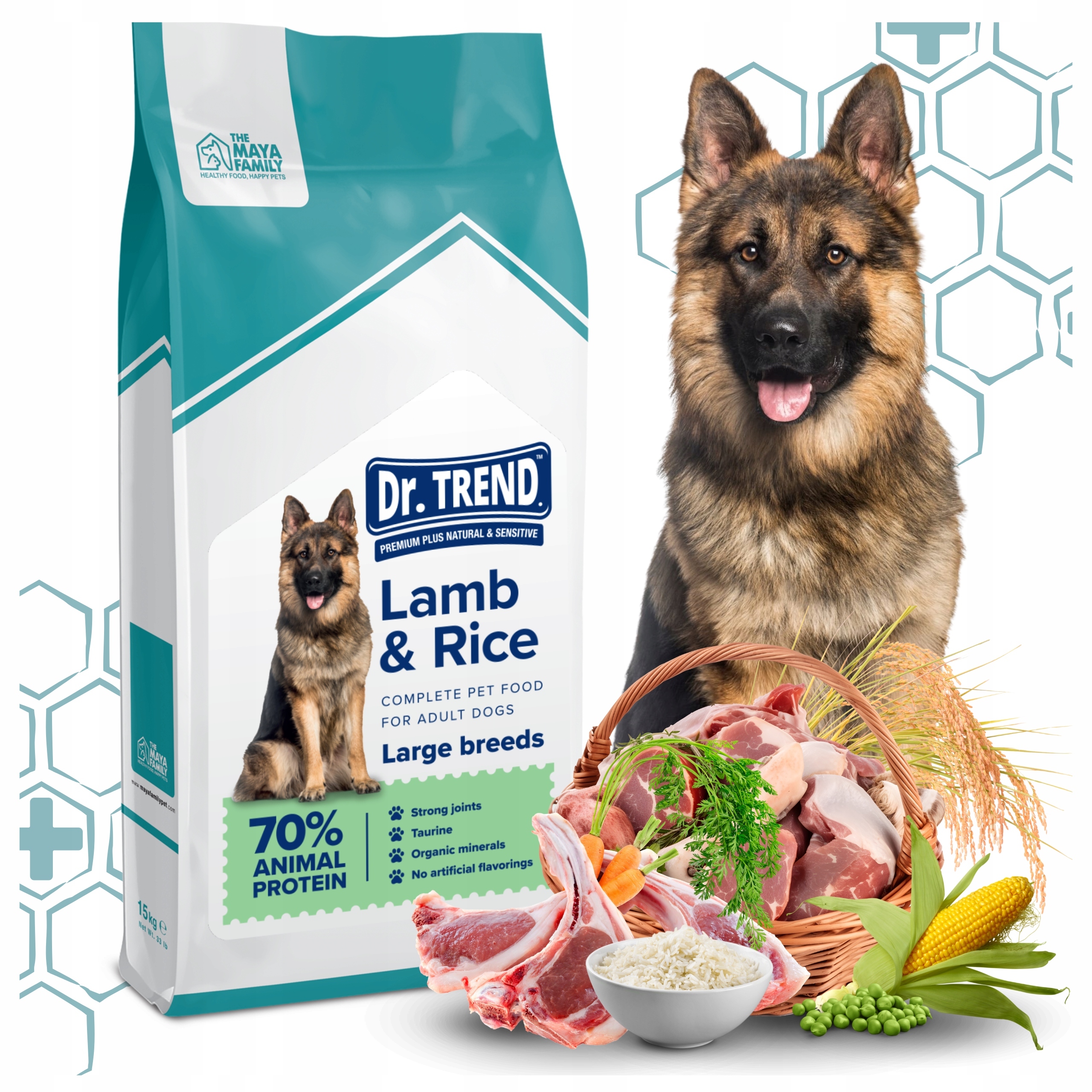 Levně Dr. Trend Premium suché krmivo pro psy velkých plemen jehněčí maso a rýže, 15 kg